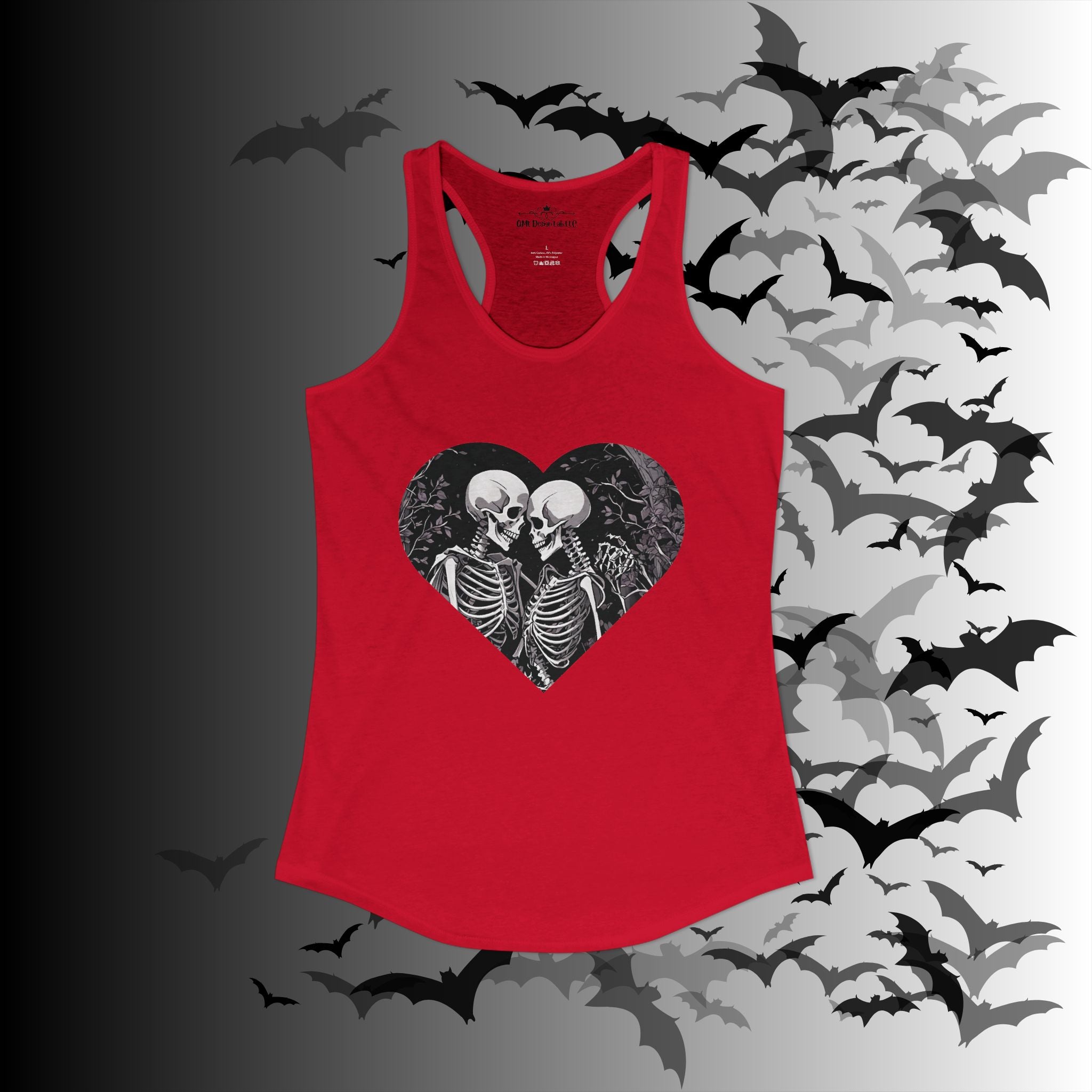 Gothic Skeleton Heart "Forever Yours" Racerback Tank Top — Dark Romance Front & Back