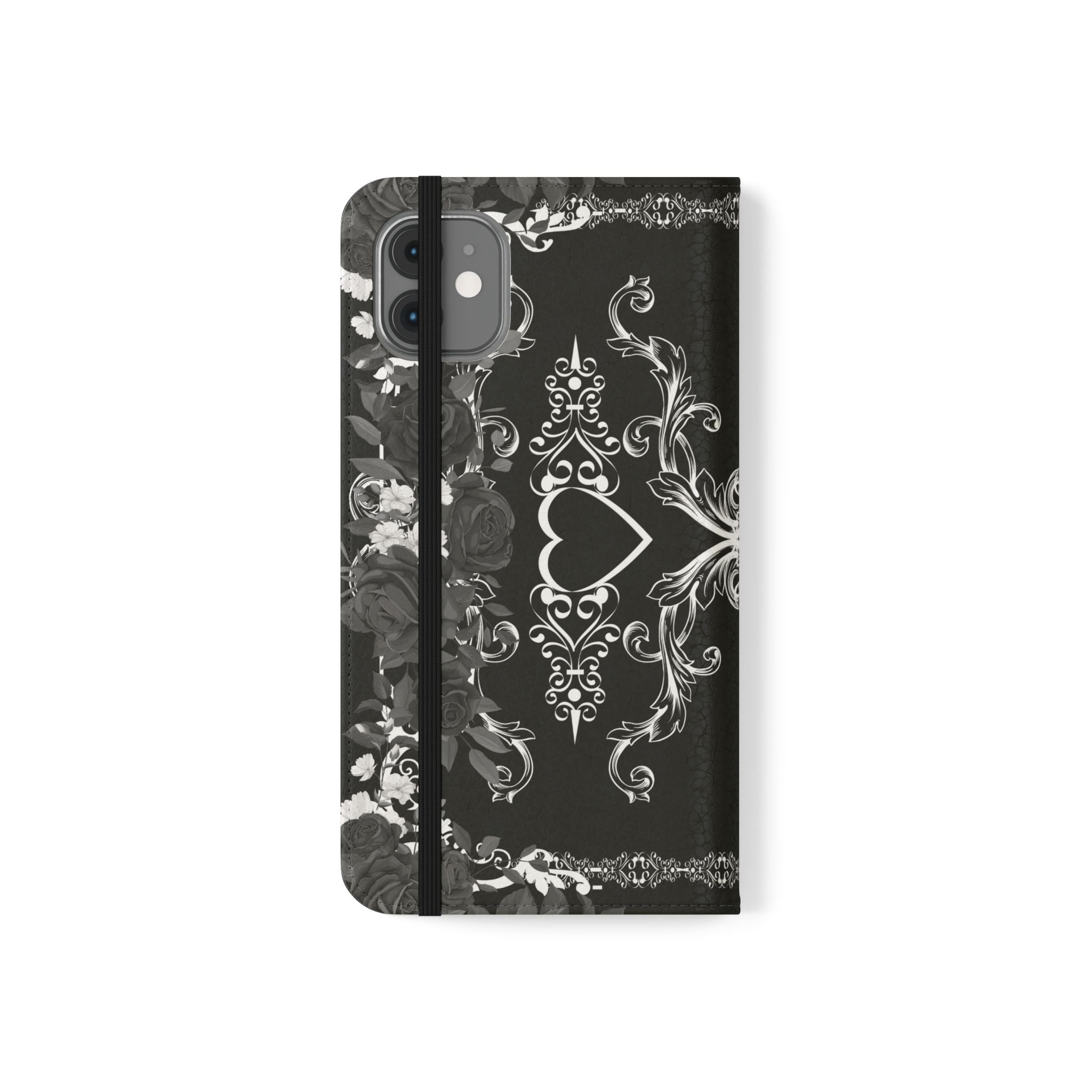 Romantic Goth Wallet Flip Case - Goth Botanical Phone Case