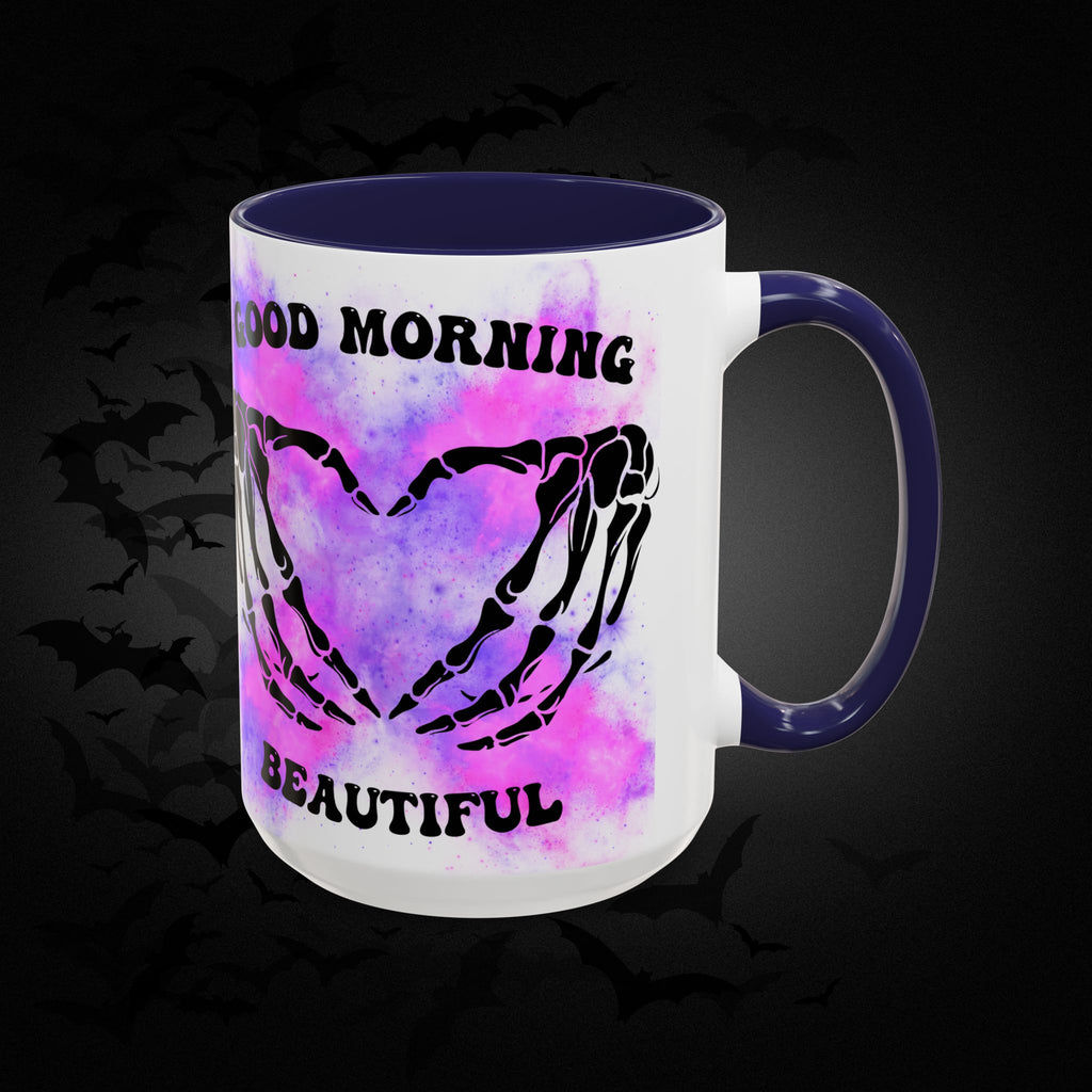 Good Morning Beautiful Fuck Off Skeleton Hands Accent Coffee Mug
