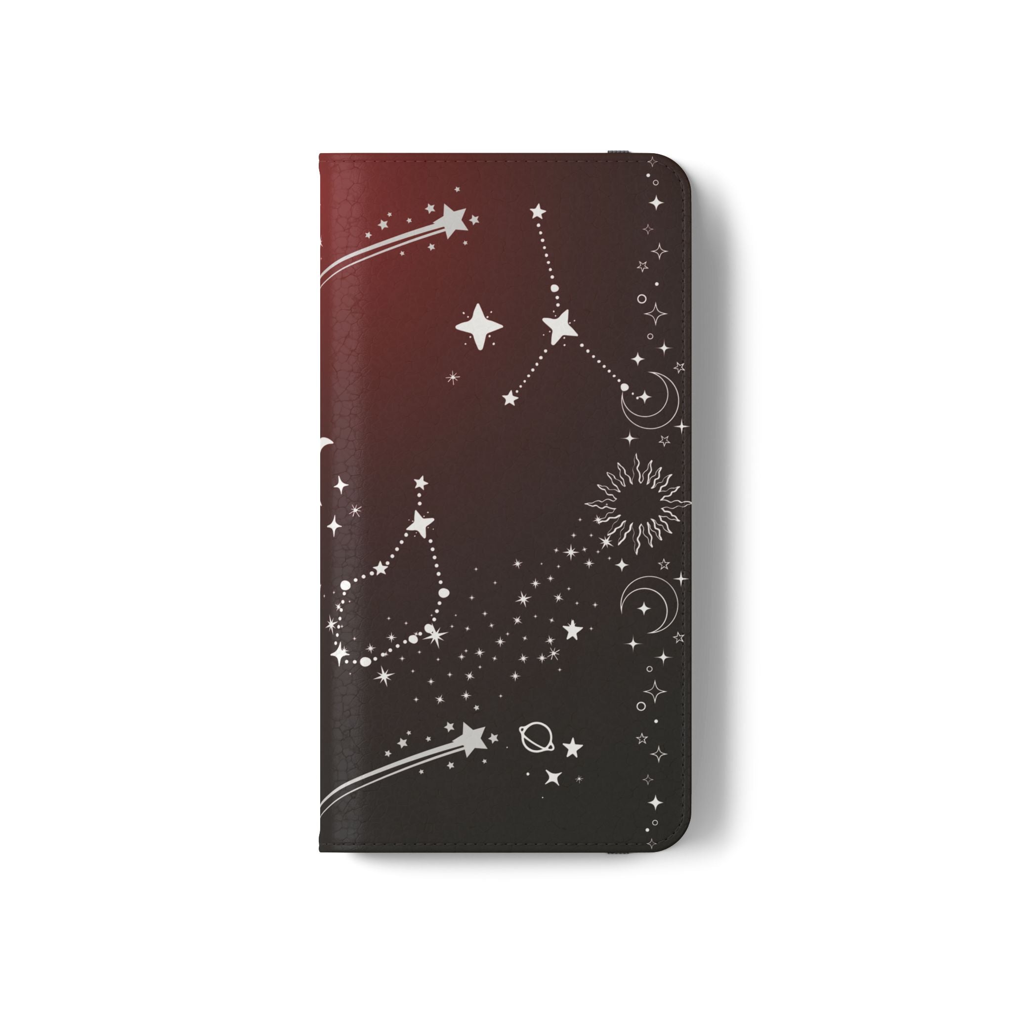Gothic Celestial Black and Red Flip Wallet Case for iPhone and Samsung Galaxy Phones
