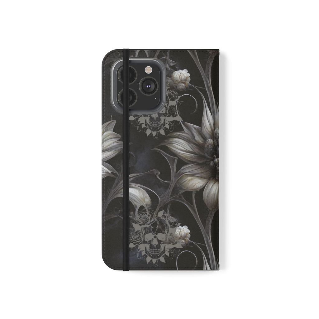 Goth Botanical Flip Wallet Case for iPhone and Samsung Galaxy Phones