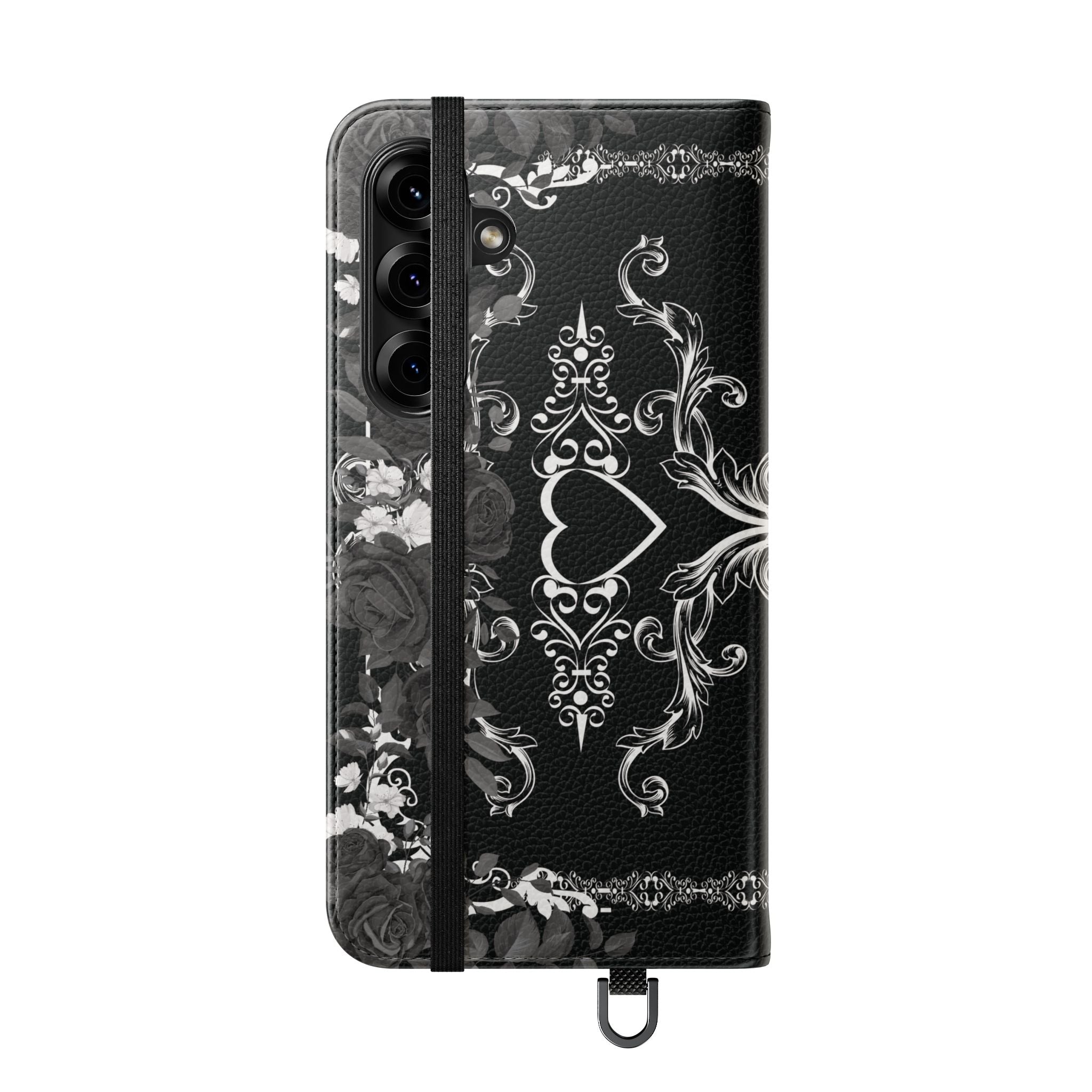 Romantic Goth Wallet Flip Case - Goth Botanical Phone Case