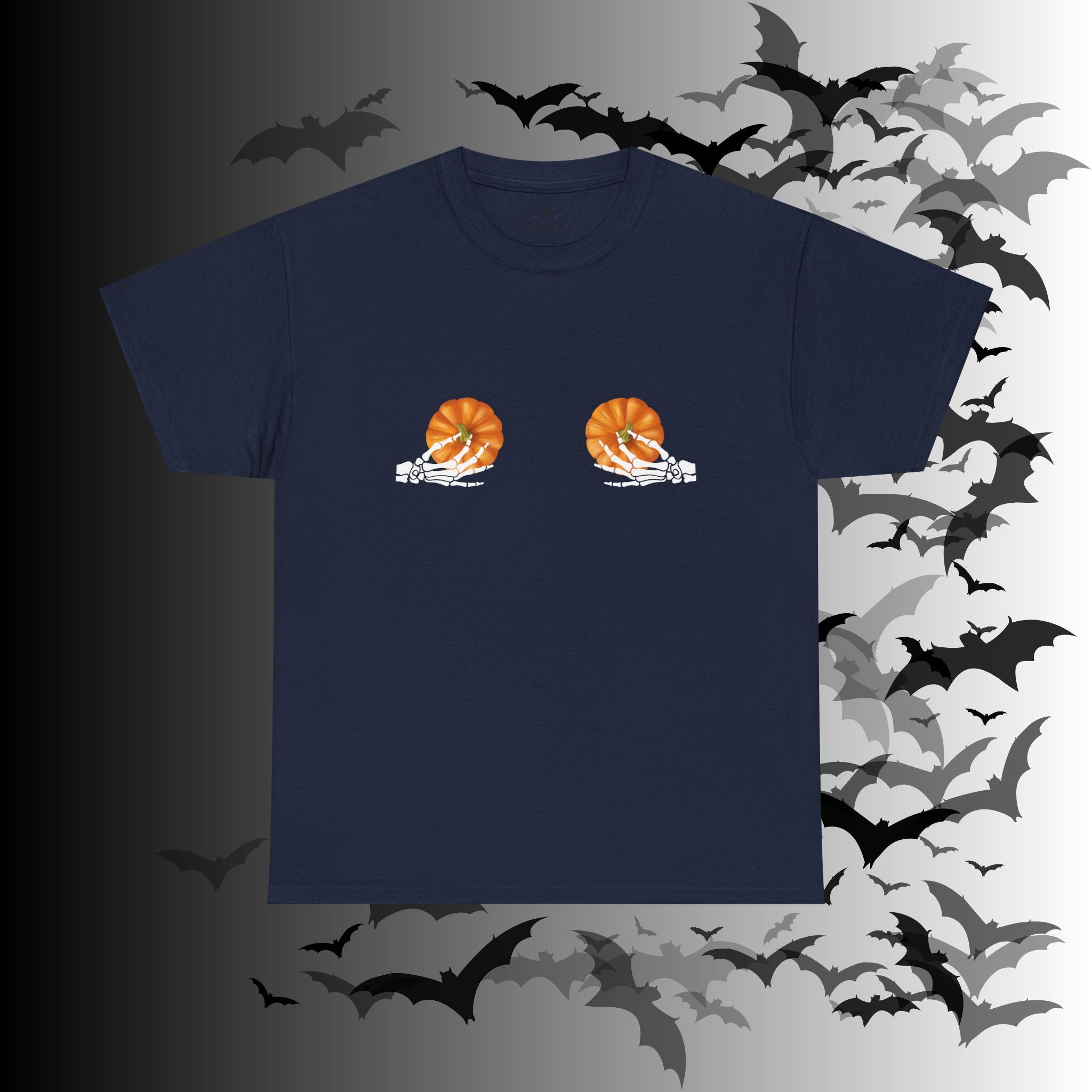 Skeleton Hands Pumpkin Halloween T-Shirt — Funny Spooky Season Tee