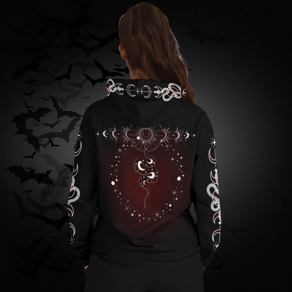 Celestial Serpent All Over Print Hoodie – Crimson