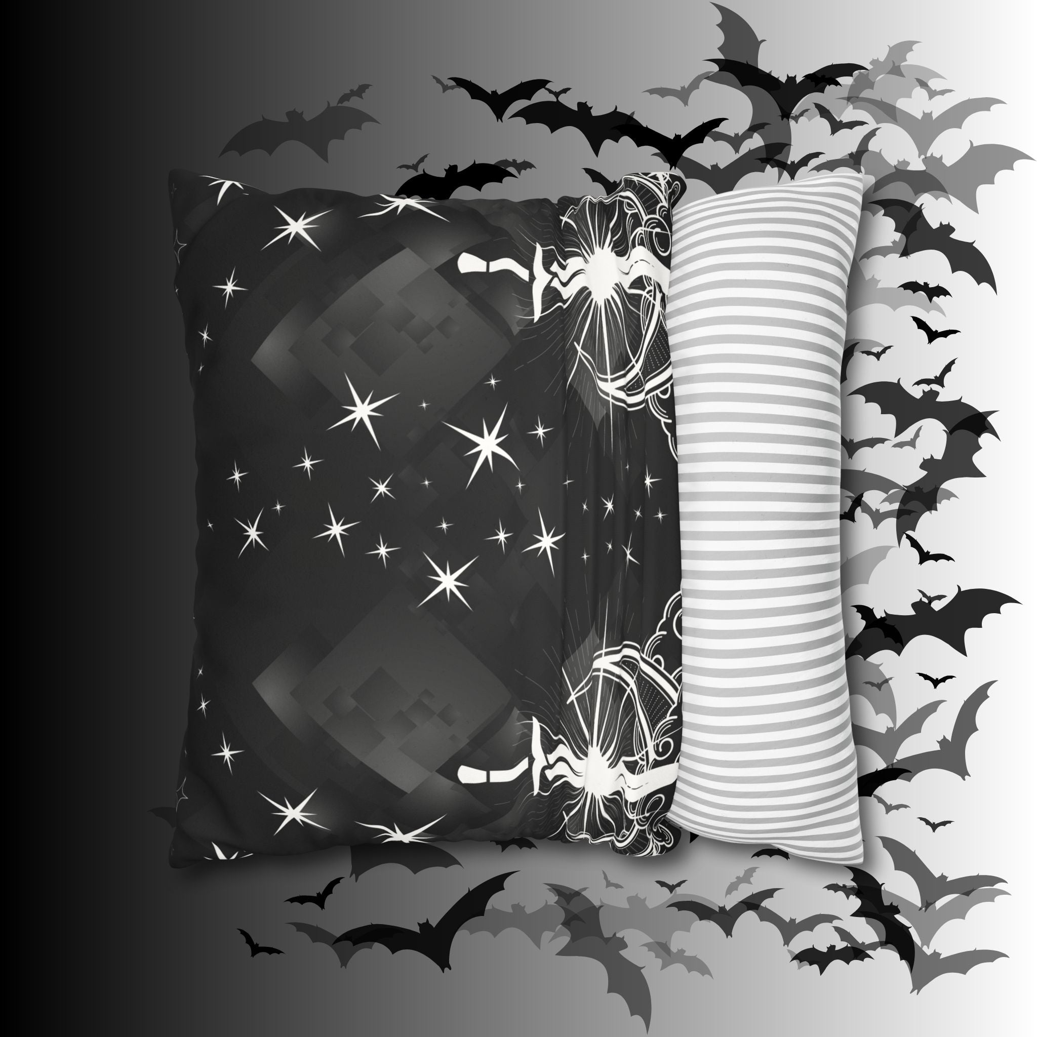 Gothic Moon Sword Celestial Throw Pillow — Dark Witchy Home Decor