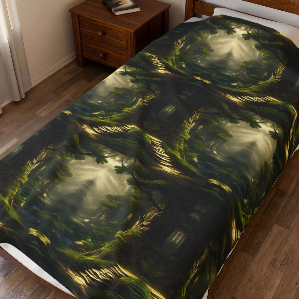 Mystical Forest Throw Blanket — Dark Cottagecore Woodland Home Decor