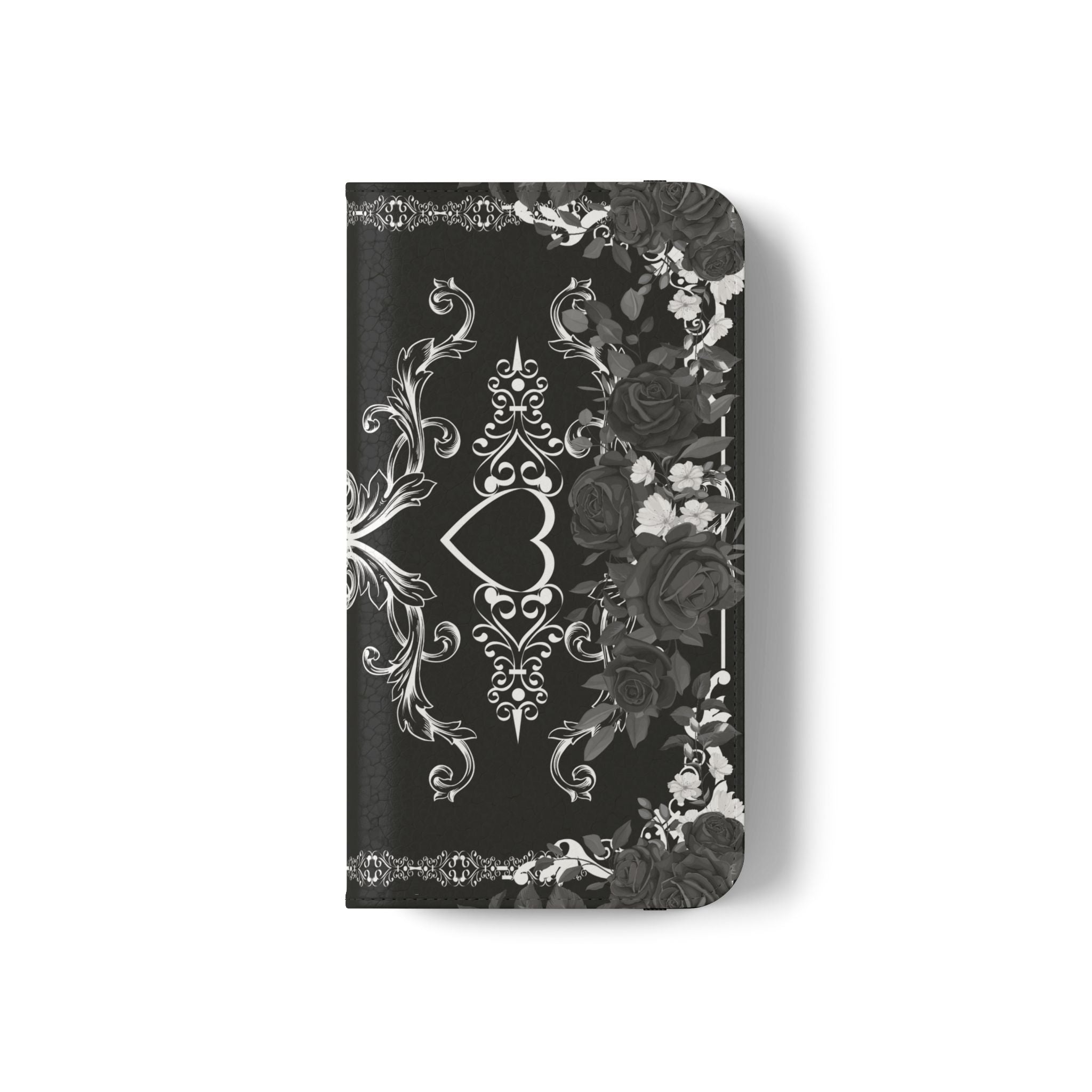Romantic Goth Wallet Flip Case - Goth Botanical Phone Case