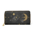 Gold Celestial Moon & Stars Wallet | Witchy Constellation Faux Leather Zipper Clutch