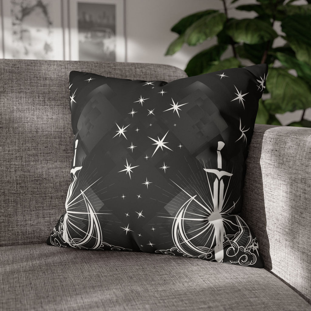Gothic Moon Sword Celestial Throw Pillow — Dark Witchy Home Decor