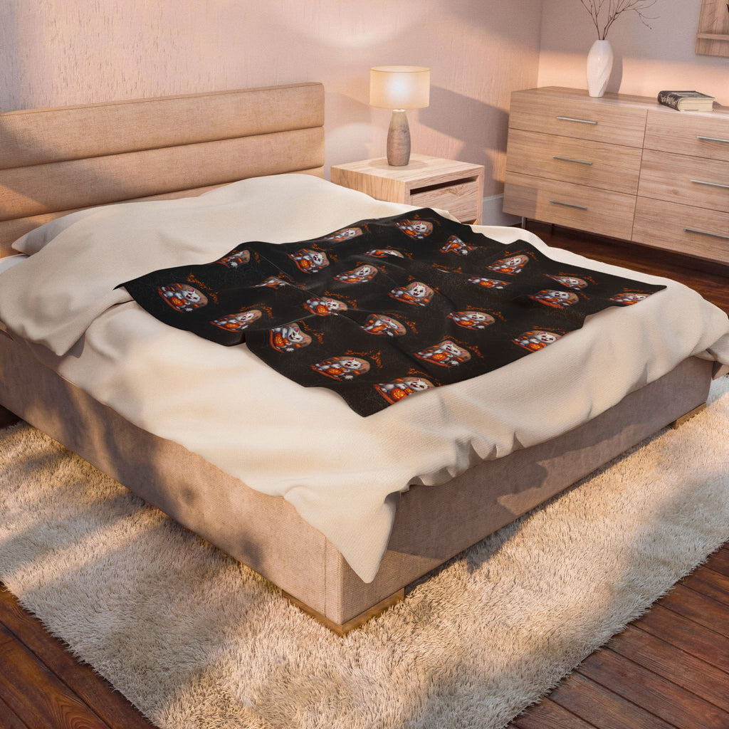 Spooky Season Cat Halloween Throw Blanket — Pumpkin Gothic Home Decor