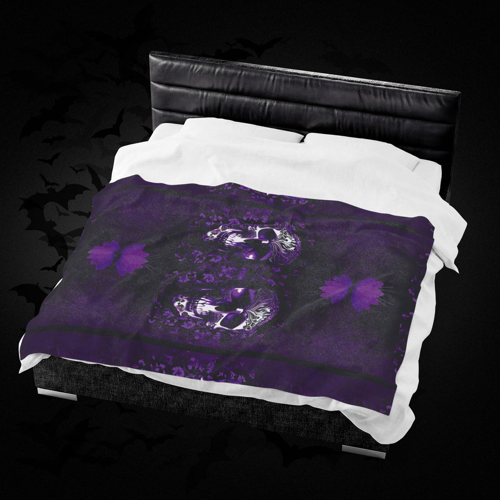Gothic Purple Skull Throw Blanket — Dark Elegance Home Decor
