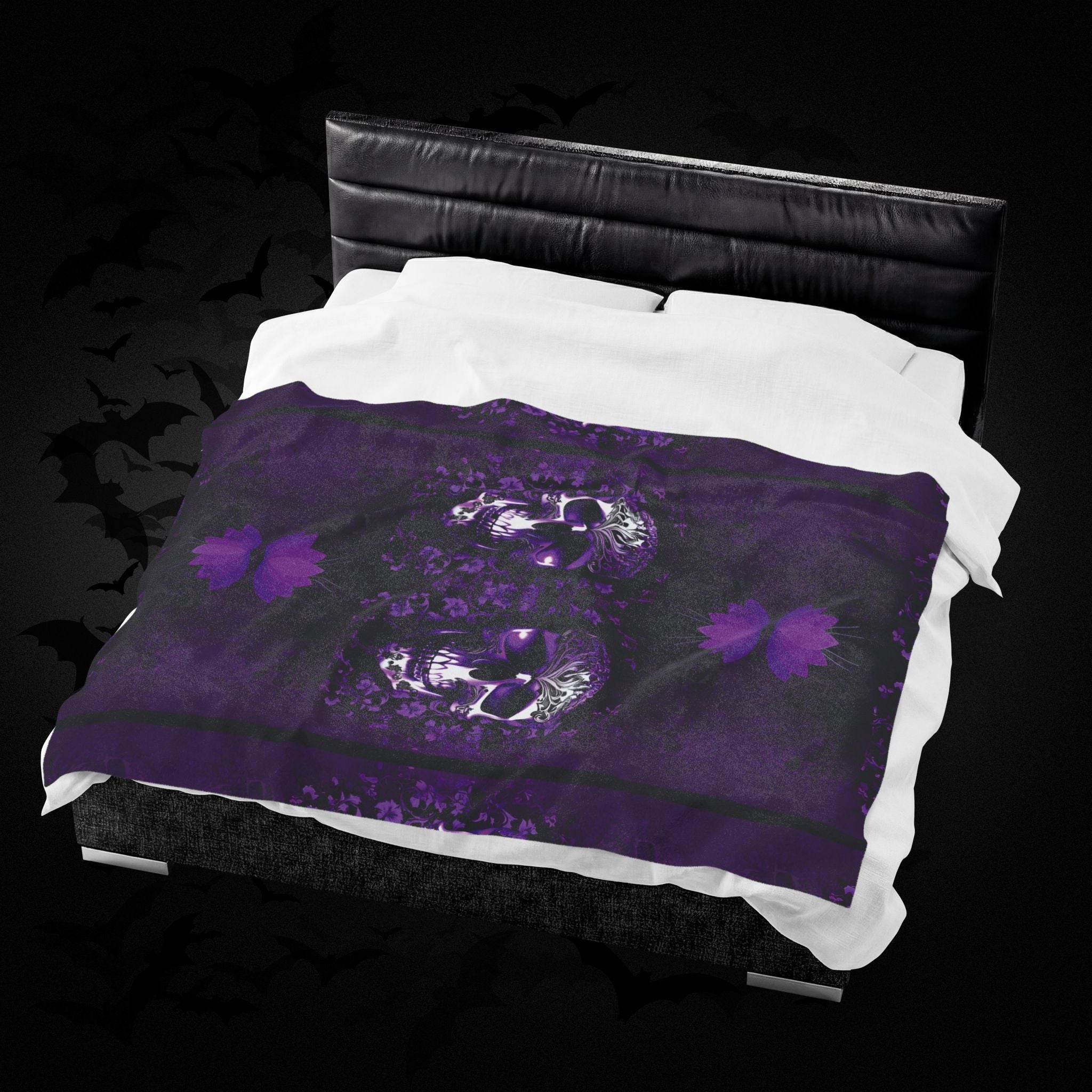 Gothic Purple Skull Throw Blanket — Dark Elegance Home Decor
