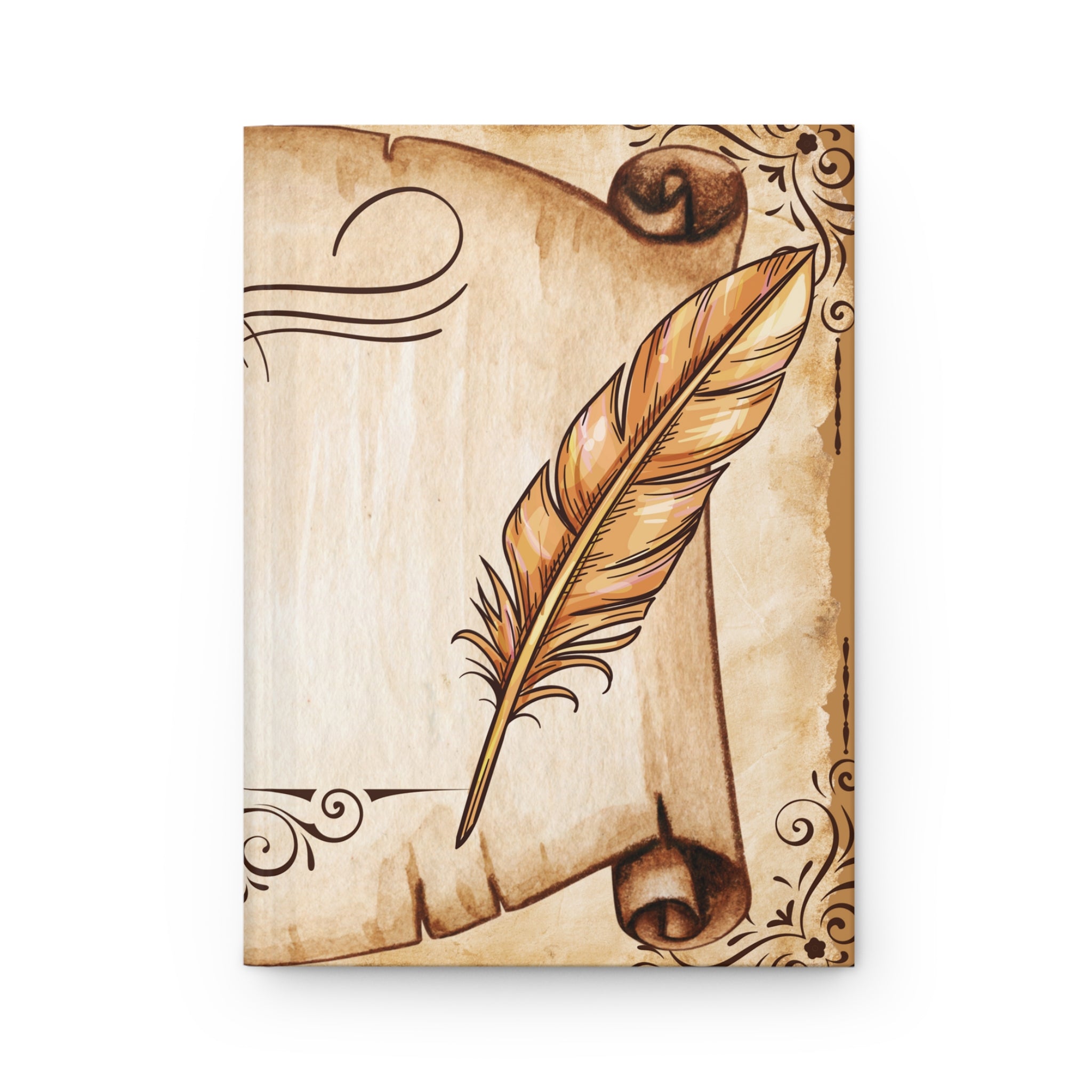 Dark Academia Scroll & Quill Journal — Vintage Parchment Hardcover