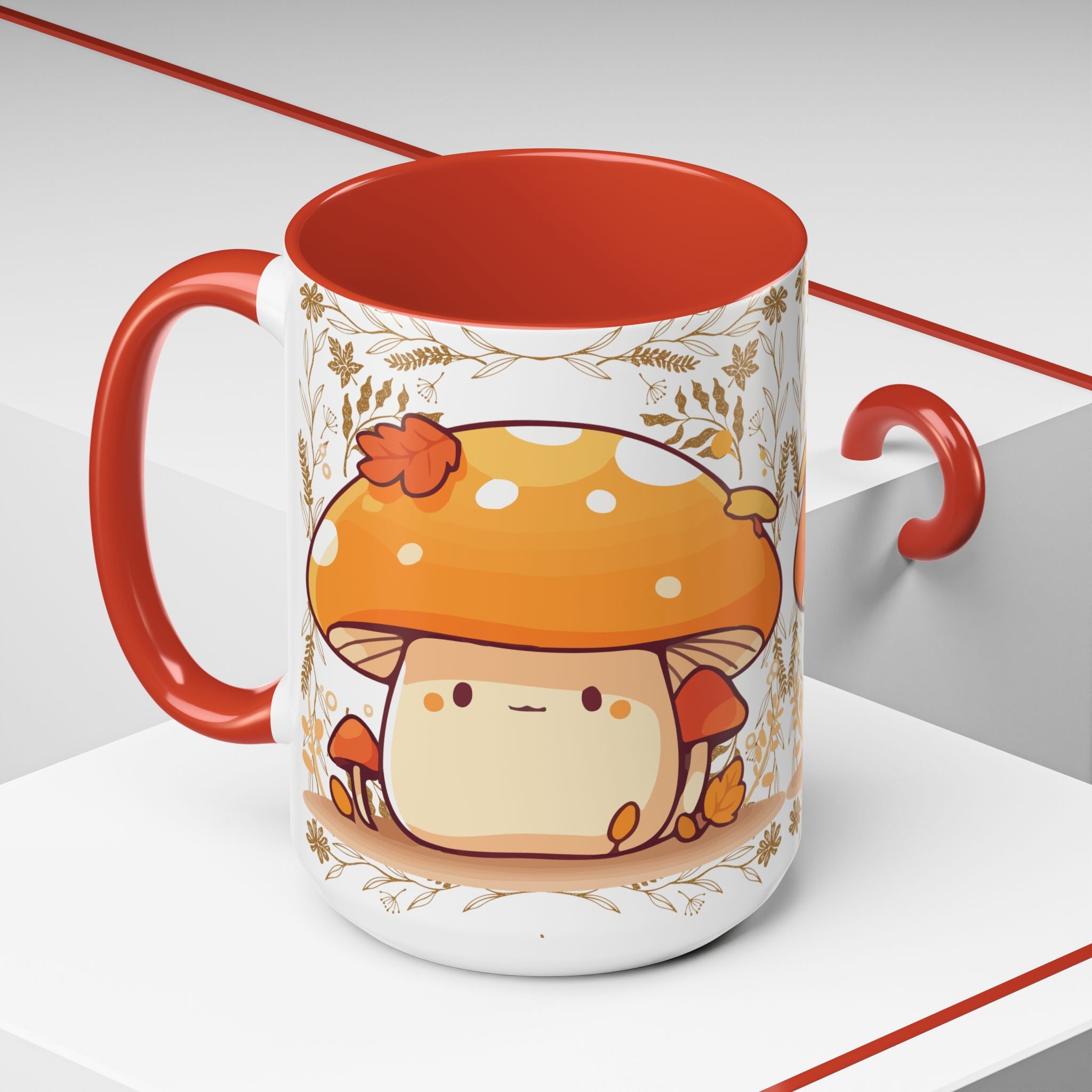 Autumn Mushroom Cute Coffee Mug — Fall Kawaii Accent Mug (11/15oz)