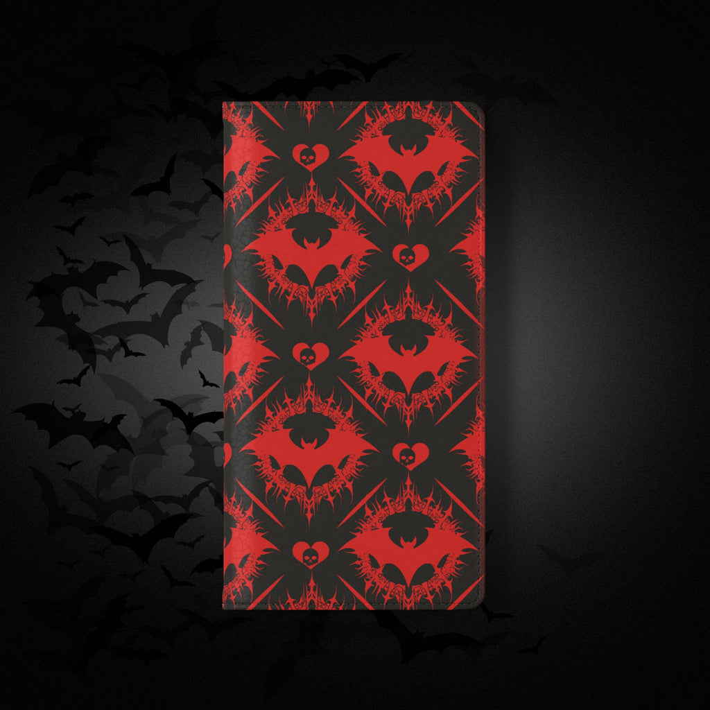 Gothic Bat Wallet Flip Case - Elegant Goth Phone Wallet - Bat Pattern Flip Case - Gothic Phone Case - Stylish Wallet Phone Case