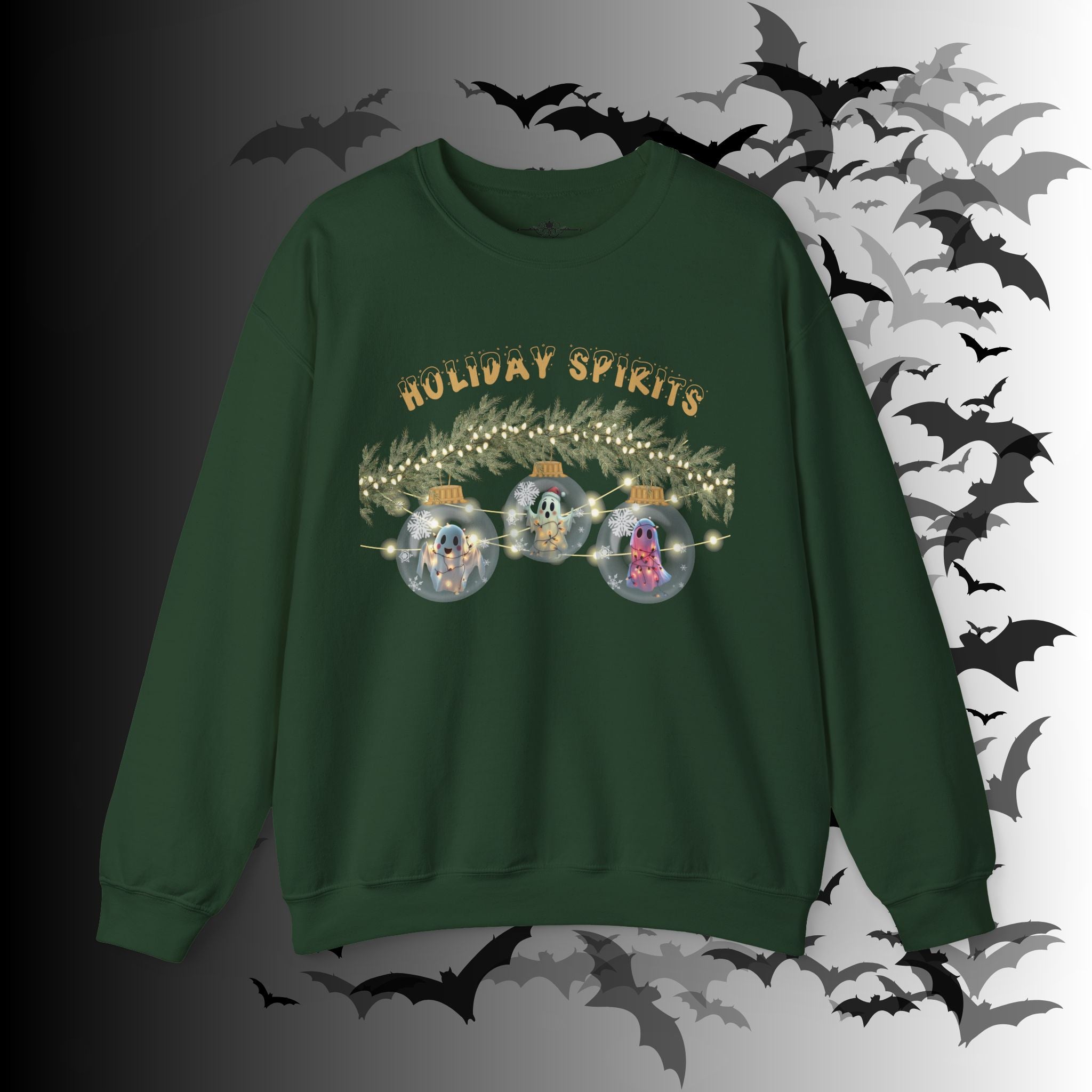 Holiday Spirits Crewneck Sweatshirt — Ghost Christmas Ornament Gothmas