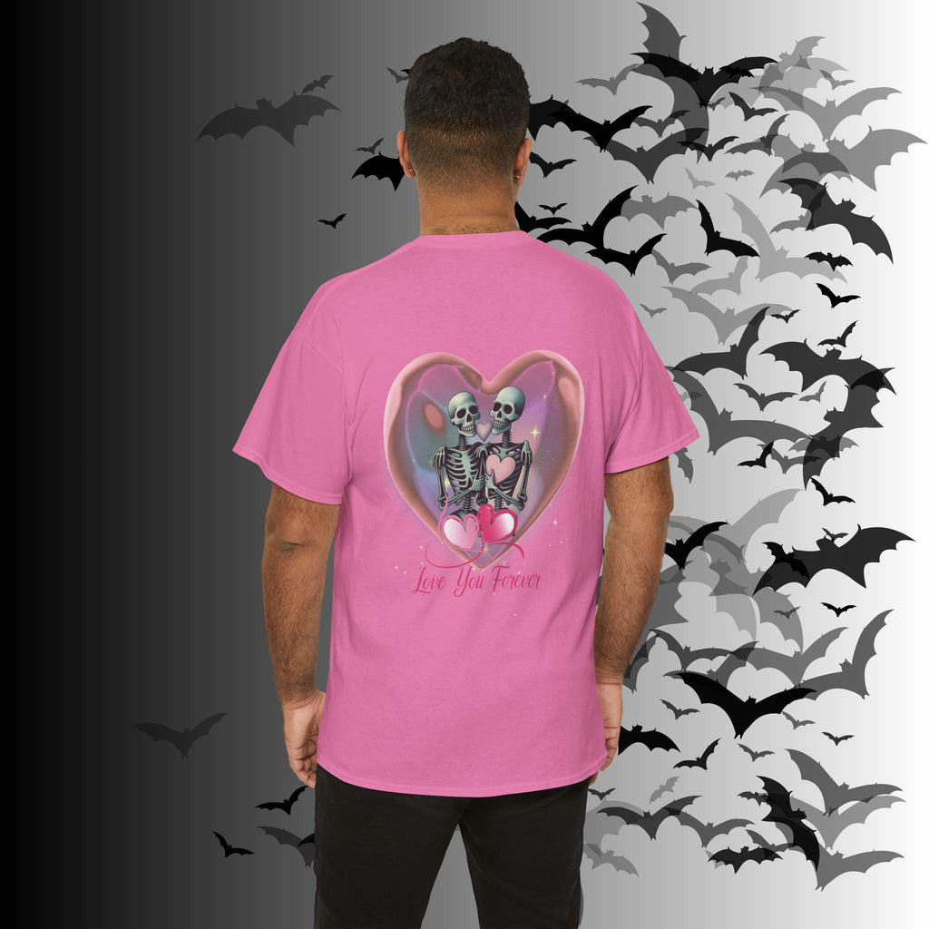 "Love You Forever" Gothic Skeleton Couples T-Shirt — Goth Valentine's Day Matching Tee