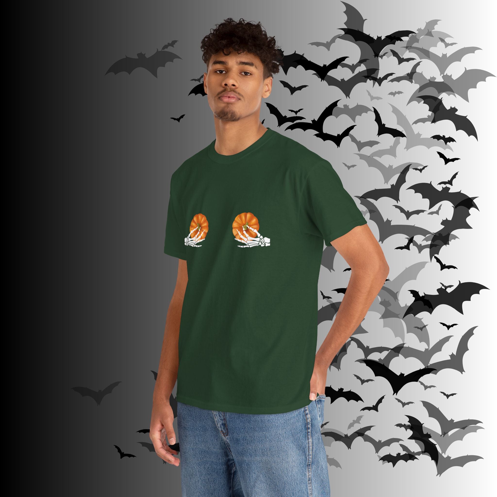Skeleton Hands Pumpkin Halloween T-Shirt — Funny Spooky Season Tee