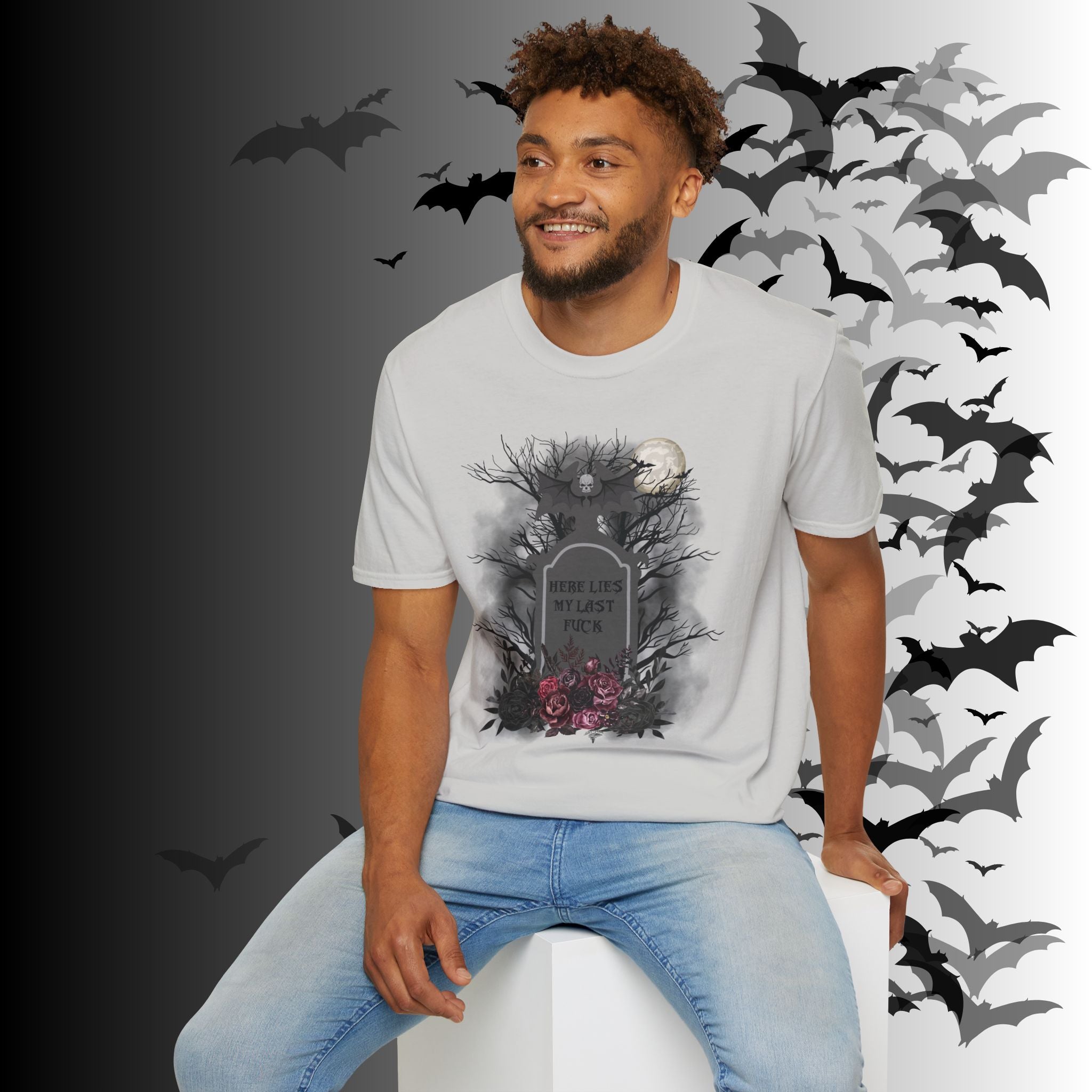 "Here Lies My Last F*ck" Gothic Gravestone T-Shirt — Spooky Humor Tee