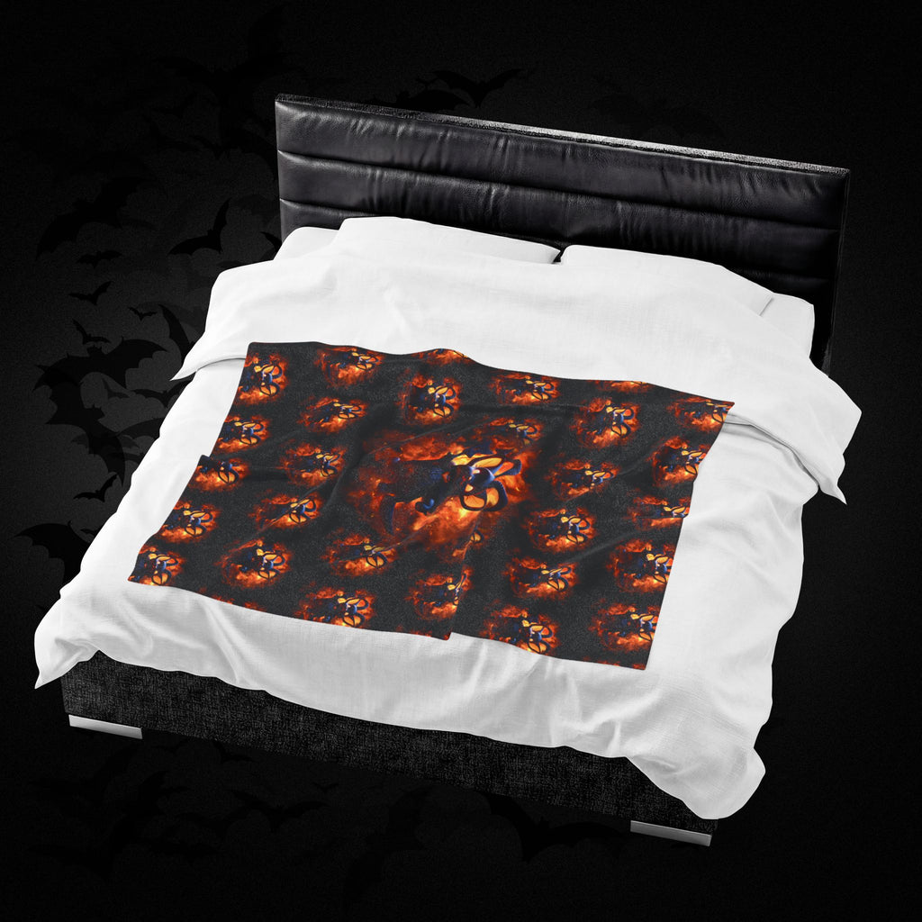 Whimsigoth Chibi Baphomet Throw Blanket — Gothic Occult Home Decor