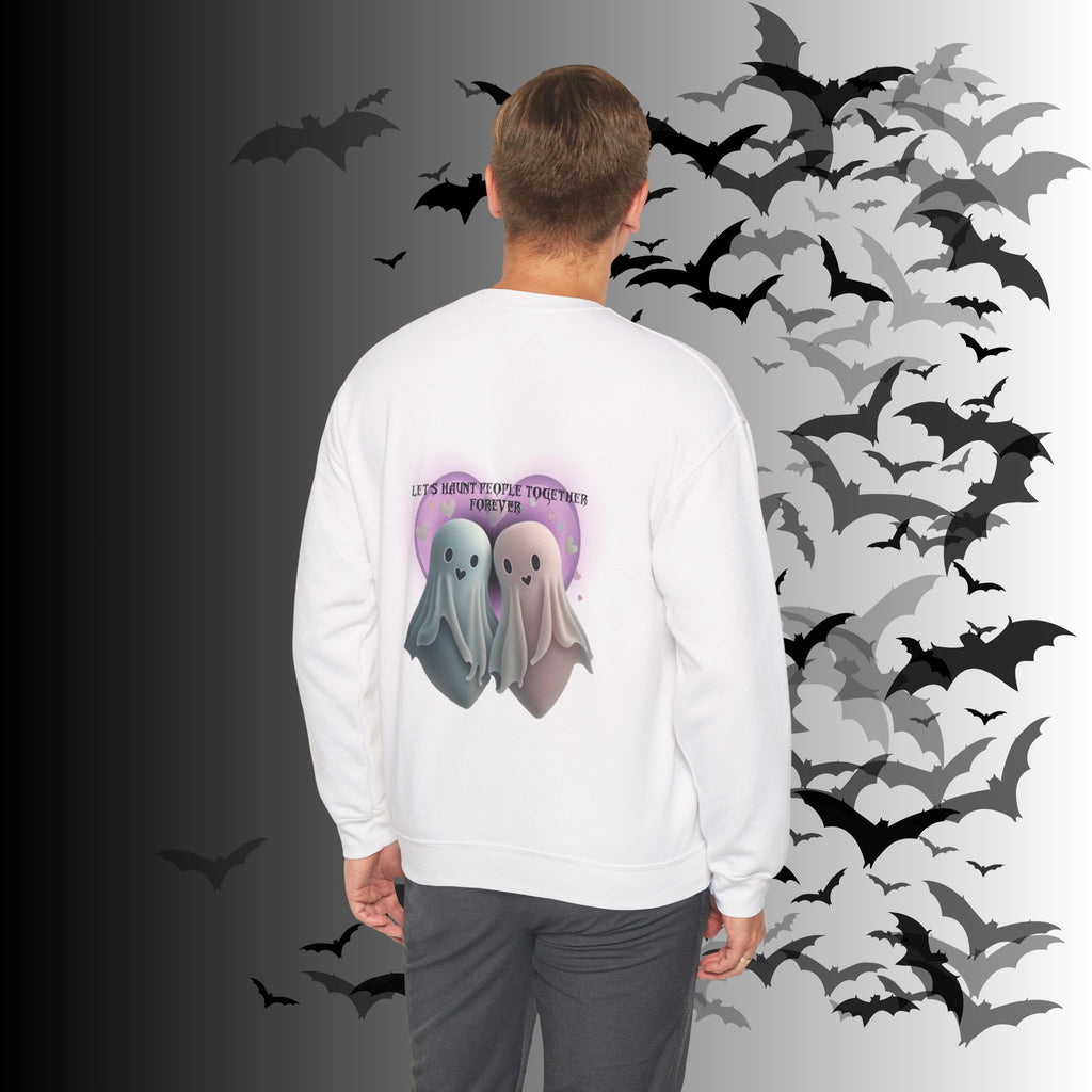 Let's Haunt People Together Forever Crewneck Sweatshirt — Gothic Valentine's Couples Ghost