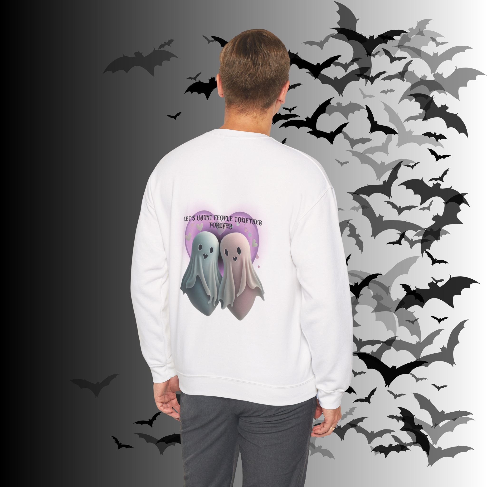 Let's Haunt People Together Forever Crewneck Sweatshirt — Gothic Valentine's Couples Ghost