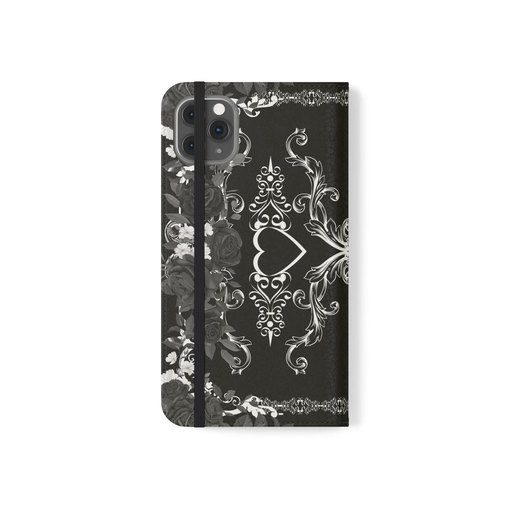 Romantic Goth Wallet Flip Case - Goth Botanical Phone Case