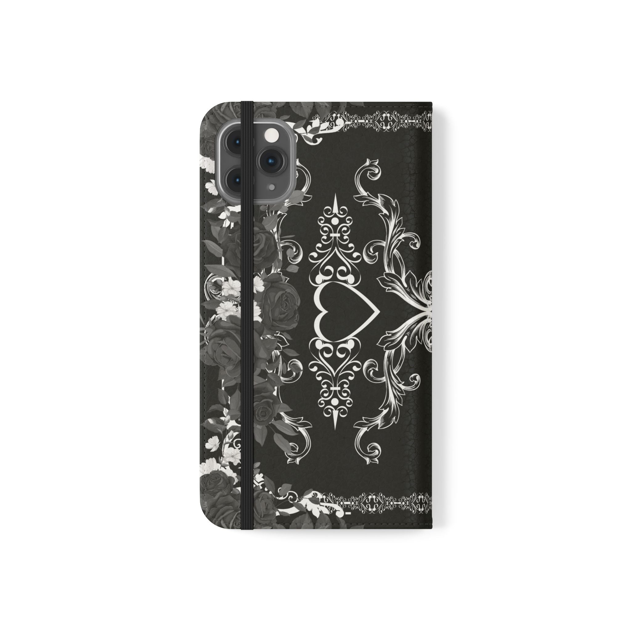 Romantic Goth Wallet Flip Case - Goth Botanical Phone Case