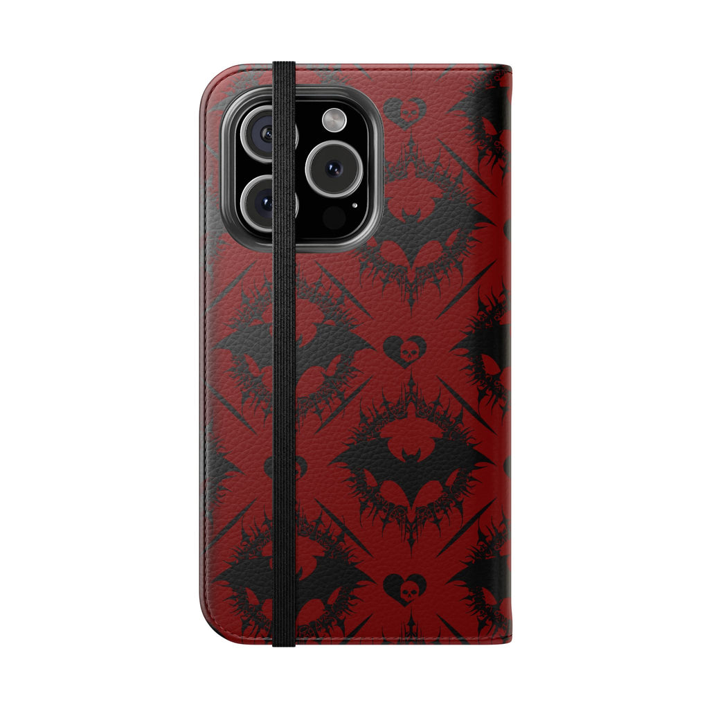 Copy of Gothic Bat Wallet Flip Case - Elegant Goth Phone Wallet - Bat Pattern Flip Case - Gothic Phone Case - Stylish Wallet Phone Case