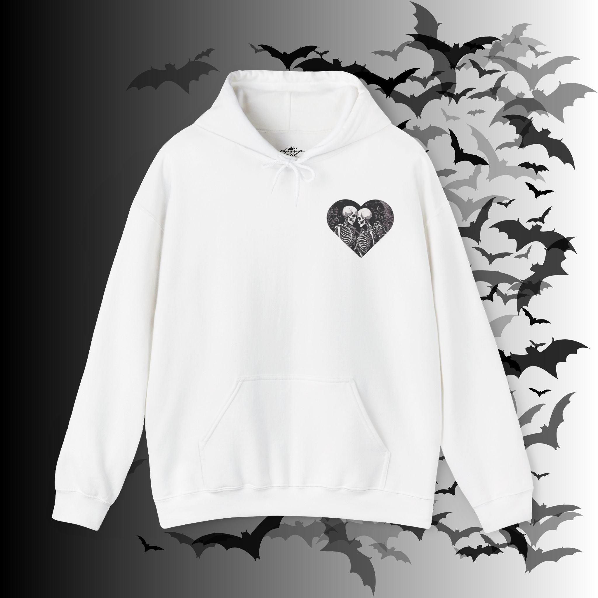 Gothic Skeleton "Forever Yours" Couples Hoodie — Dark Romance Front & Back Print