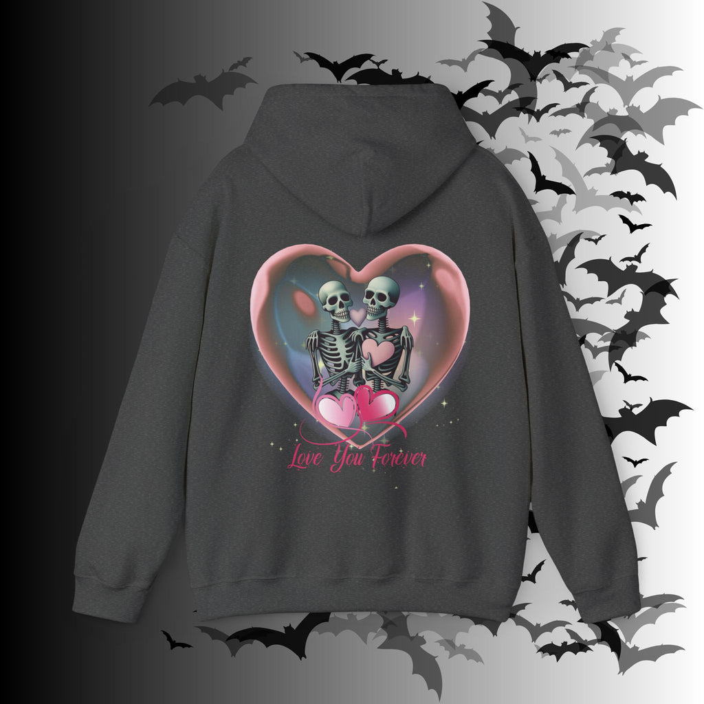 Love You Forever Skeleton Hoodie — Gothic Valentine's Couples Pullover