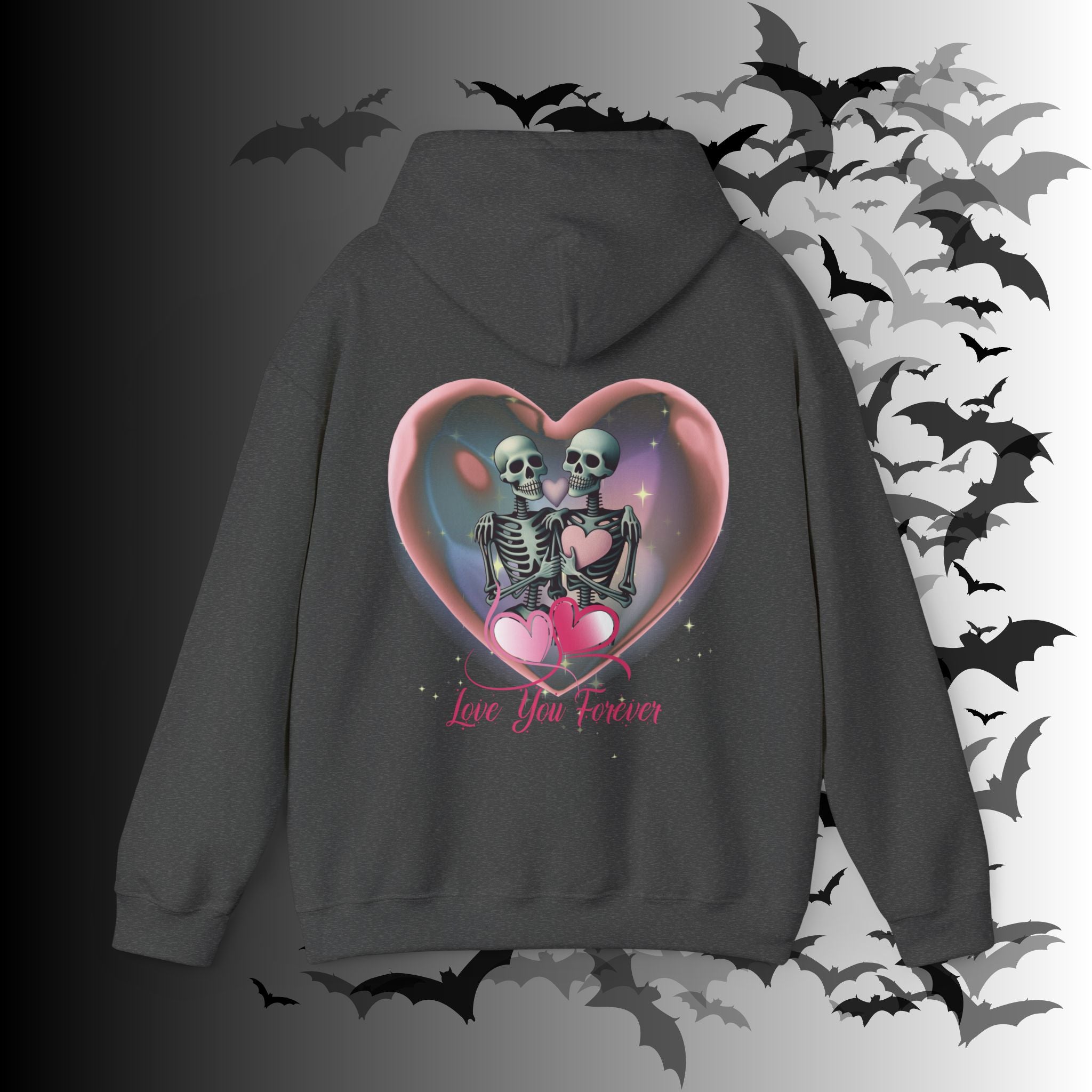 Love You Forever Skeleton Hoodie — Gothic Valentine's Couples Pullover
