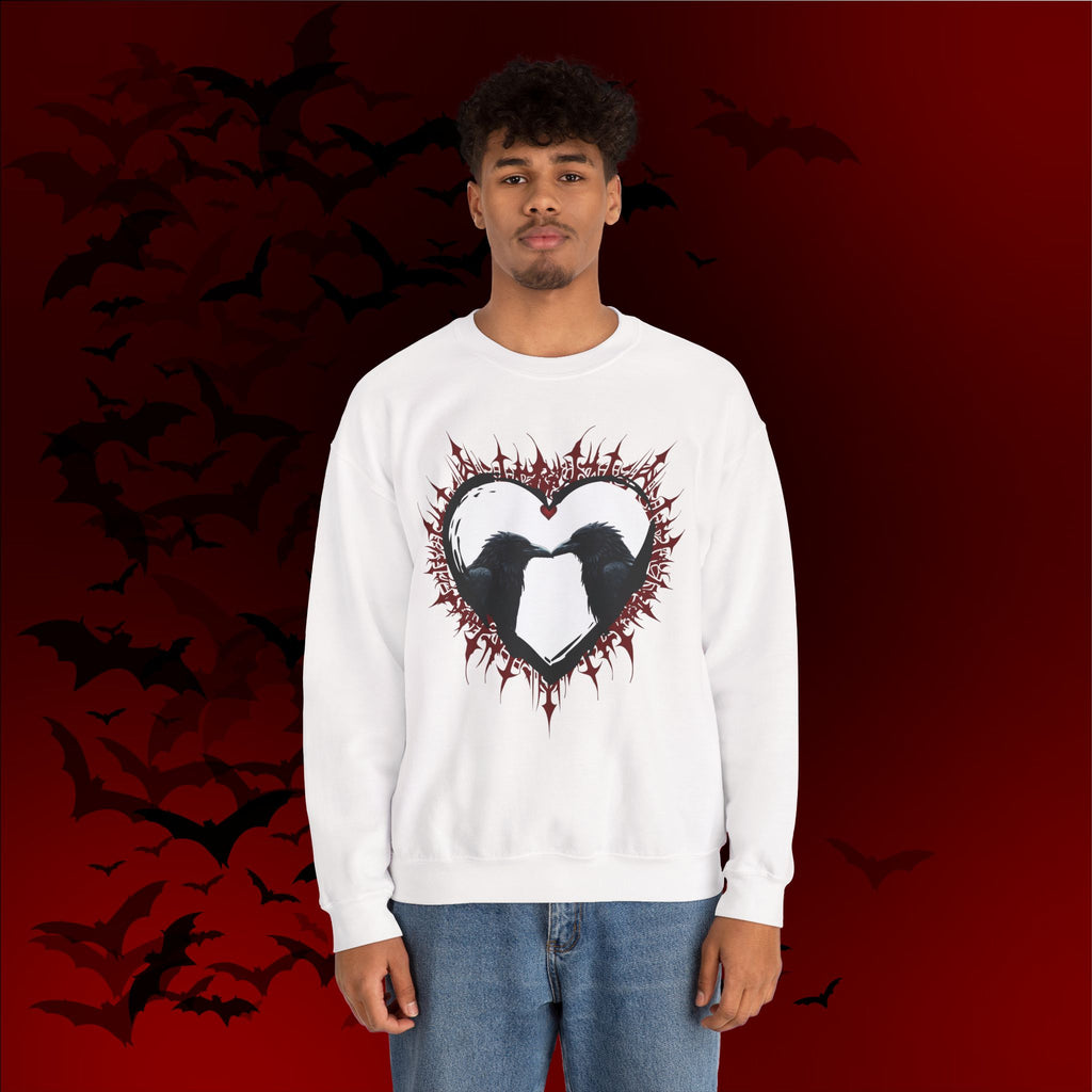 Gothic Raven Heart Crewneck Sweatshirt — Dark Romance Valentine's Day
