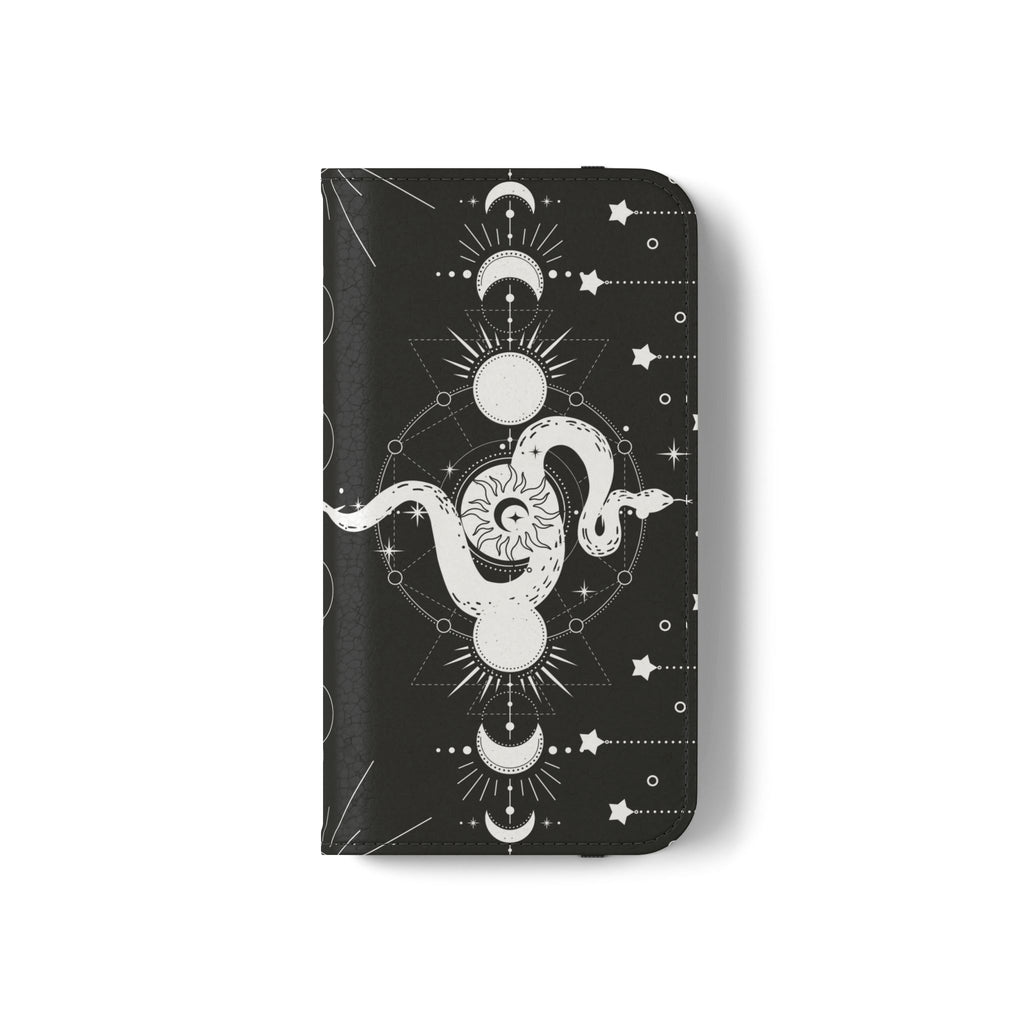 Gothic Style Celestial Snake Moon Phases Wallet Flip PhoneCase - Celestial Style Phone Case for iPhone and Samsung - Moon Phases Wallet Case