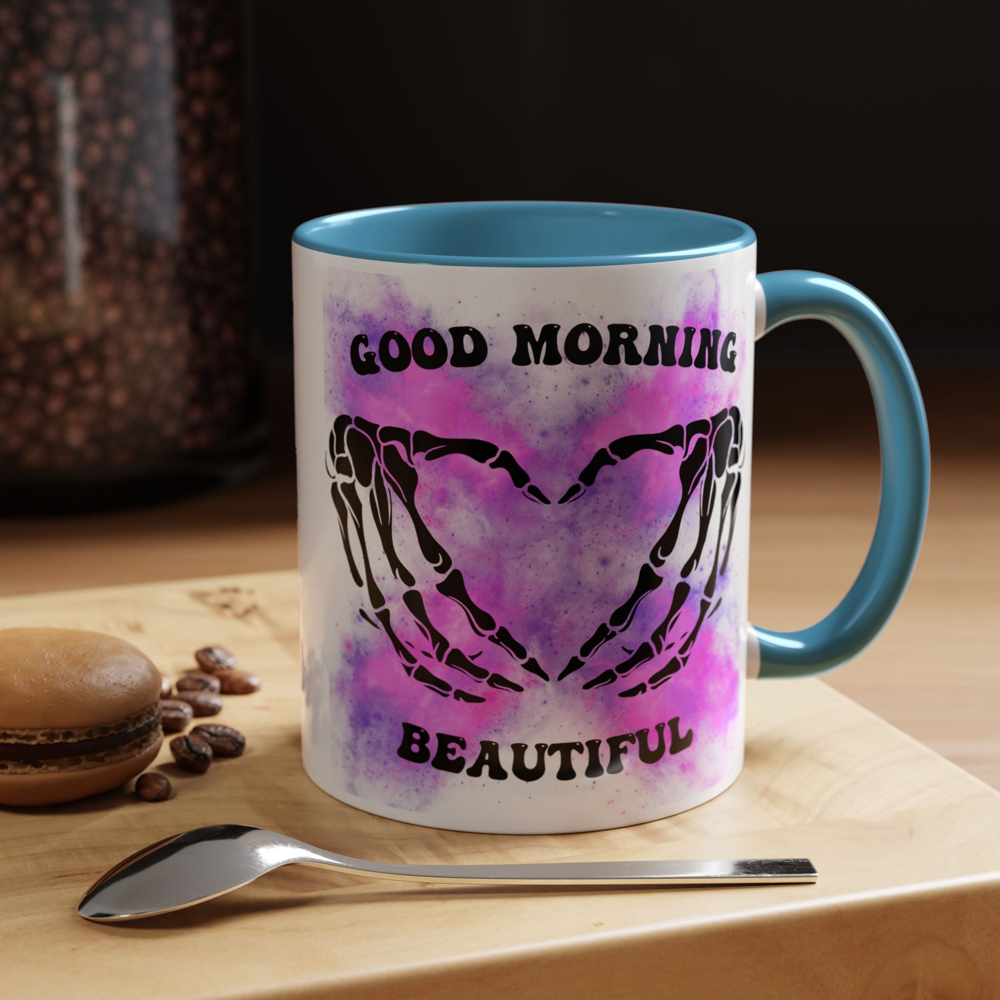 Good Morning Beautiful Fuck Off Skeleton Hands Accent Coffee Mug