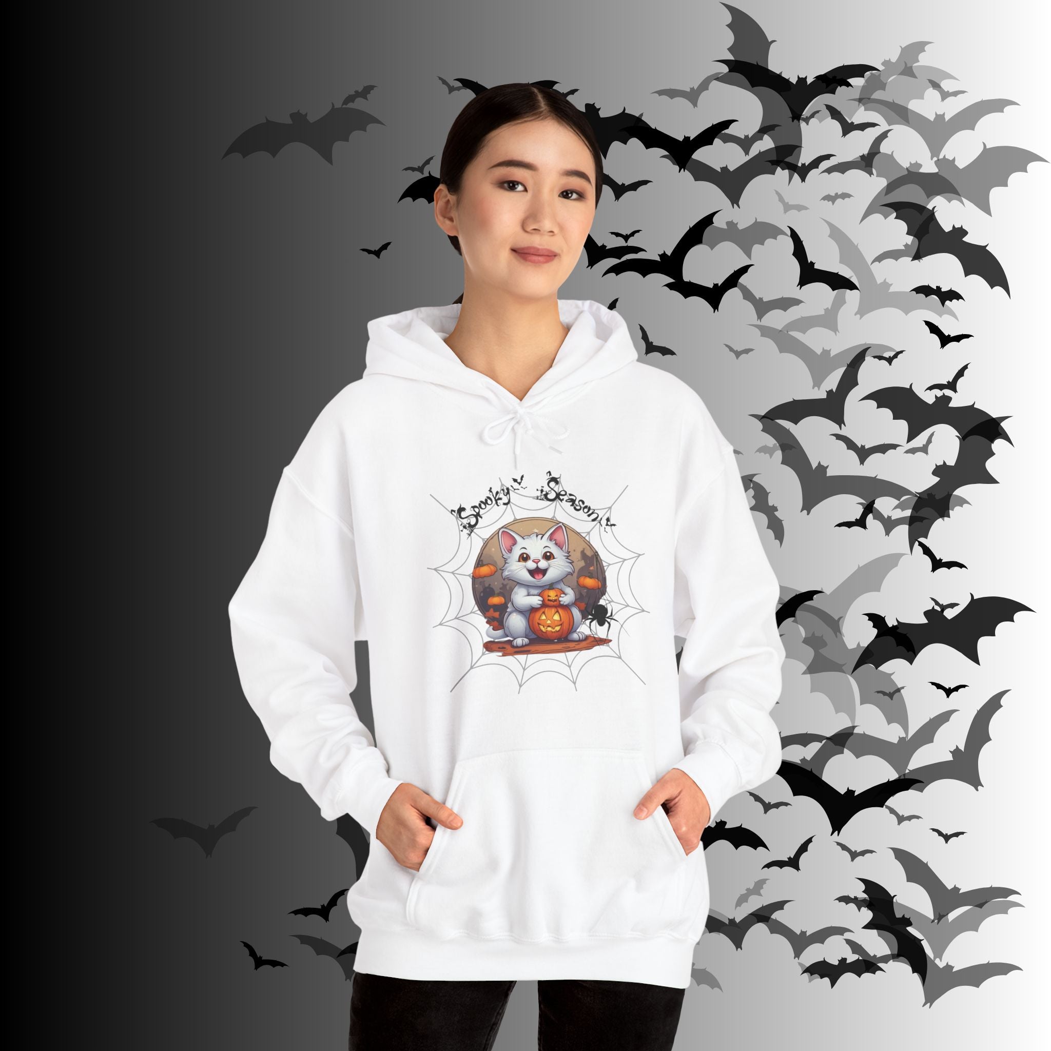 Spooky Season Cat Hoodie — Kawaii Halloween Pumpkin Pullover