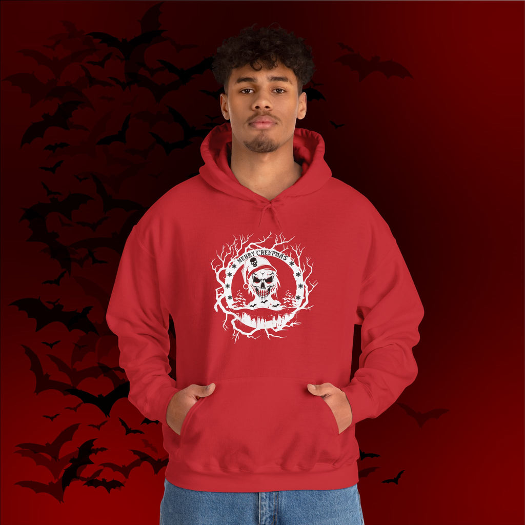 Merry Creepmas Hoodie — Gothic Christmas Skull Santa Pullover
