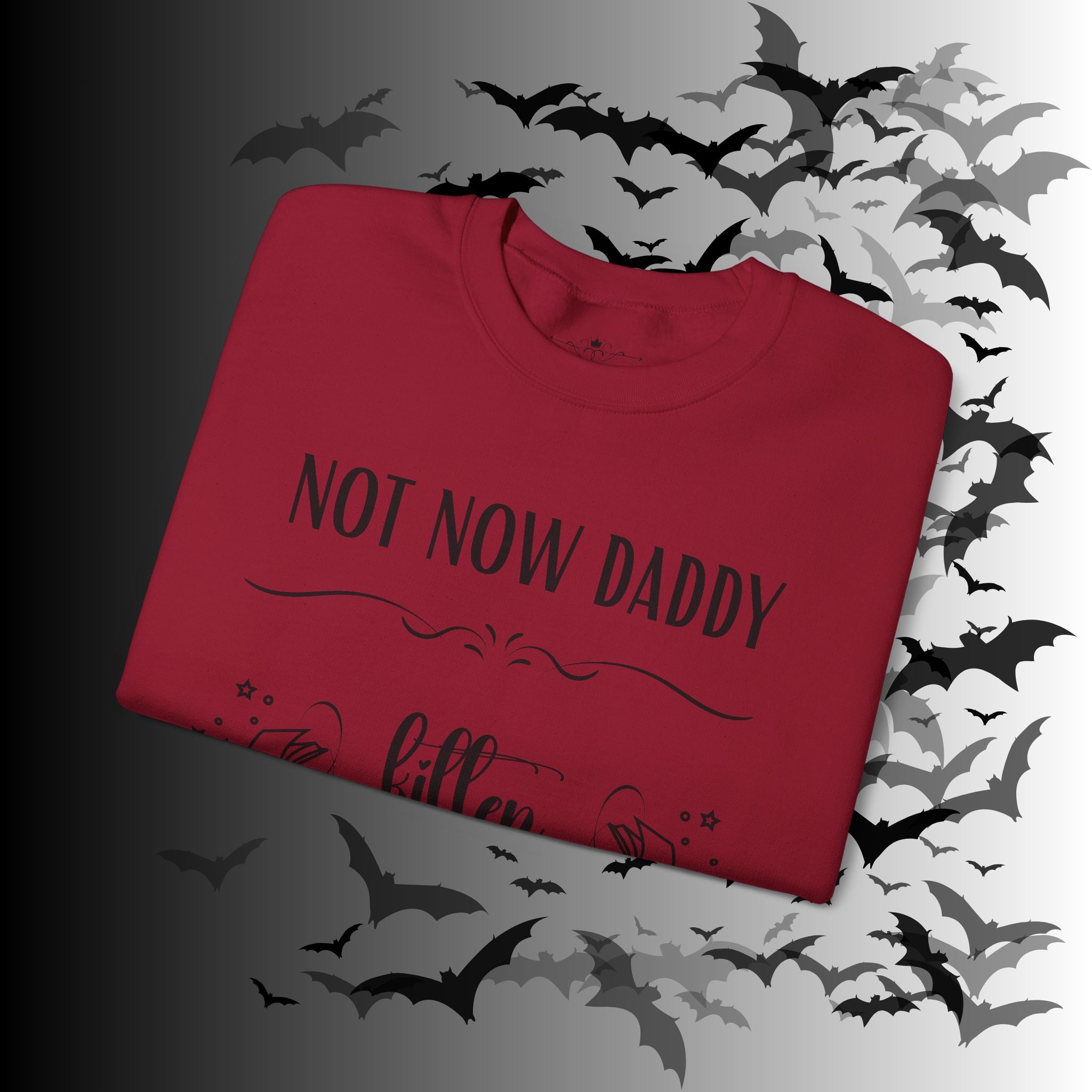 Not Now Daddy Kitten Is Reading Crewneck Sweatshirt — Funny Book Lover