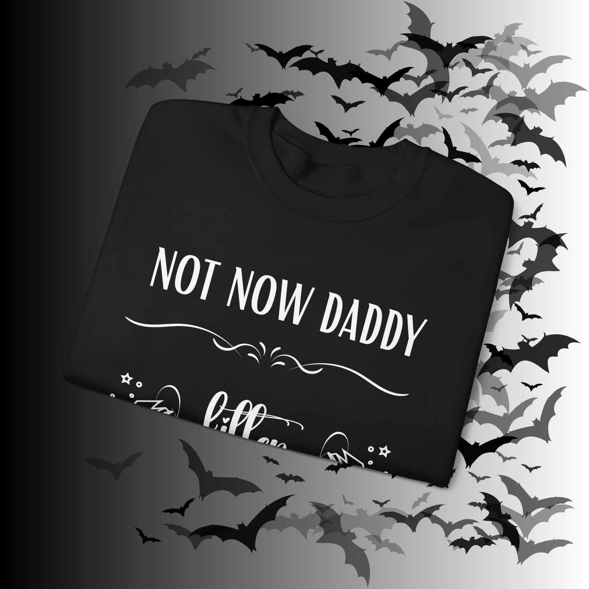 Not Now Daddy Kitten Is Reading Crewneck Sweatshirt — Funny Book Lover
