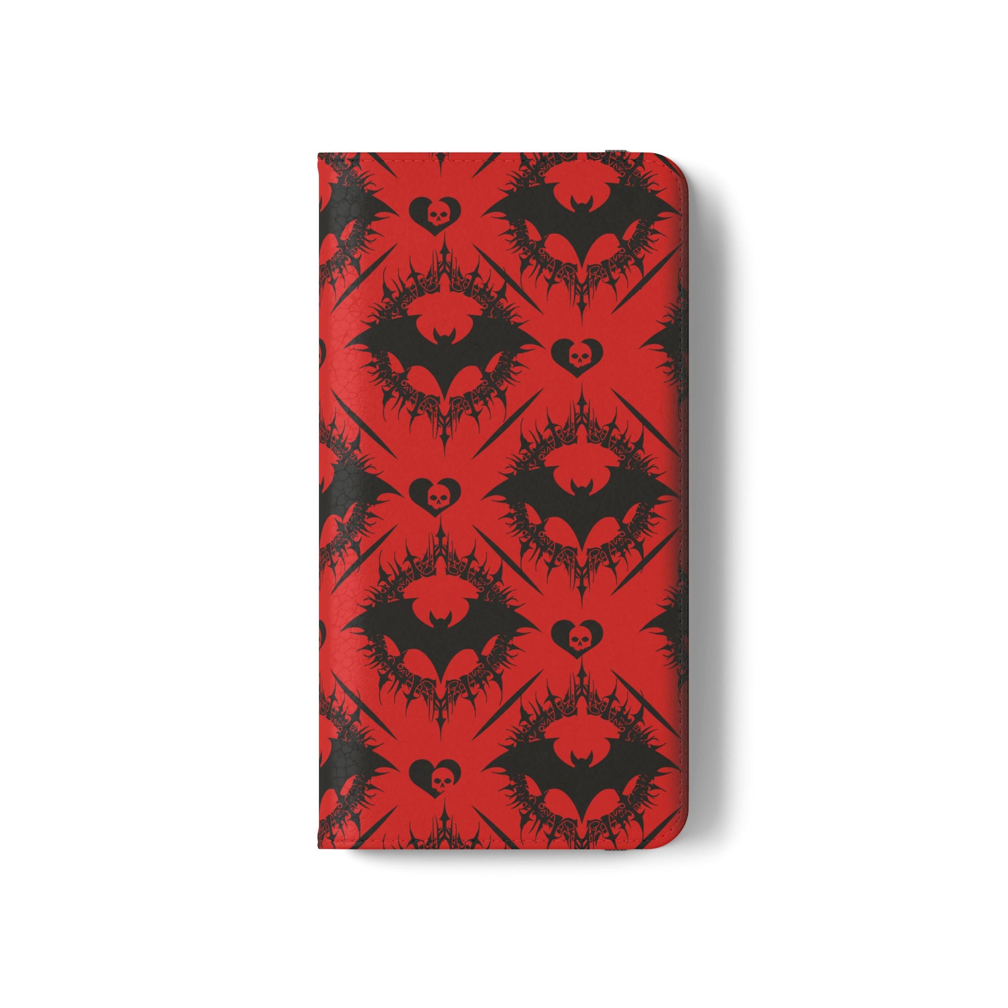 Gothic Bat Wallet Flip Case - Elegant Goth Phone Wallet - Bat Pattern Flip Case - Gothic Phone Case - Stylish Wallet Phone Case