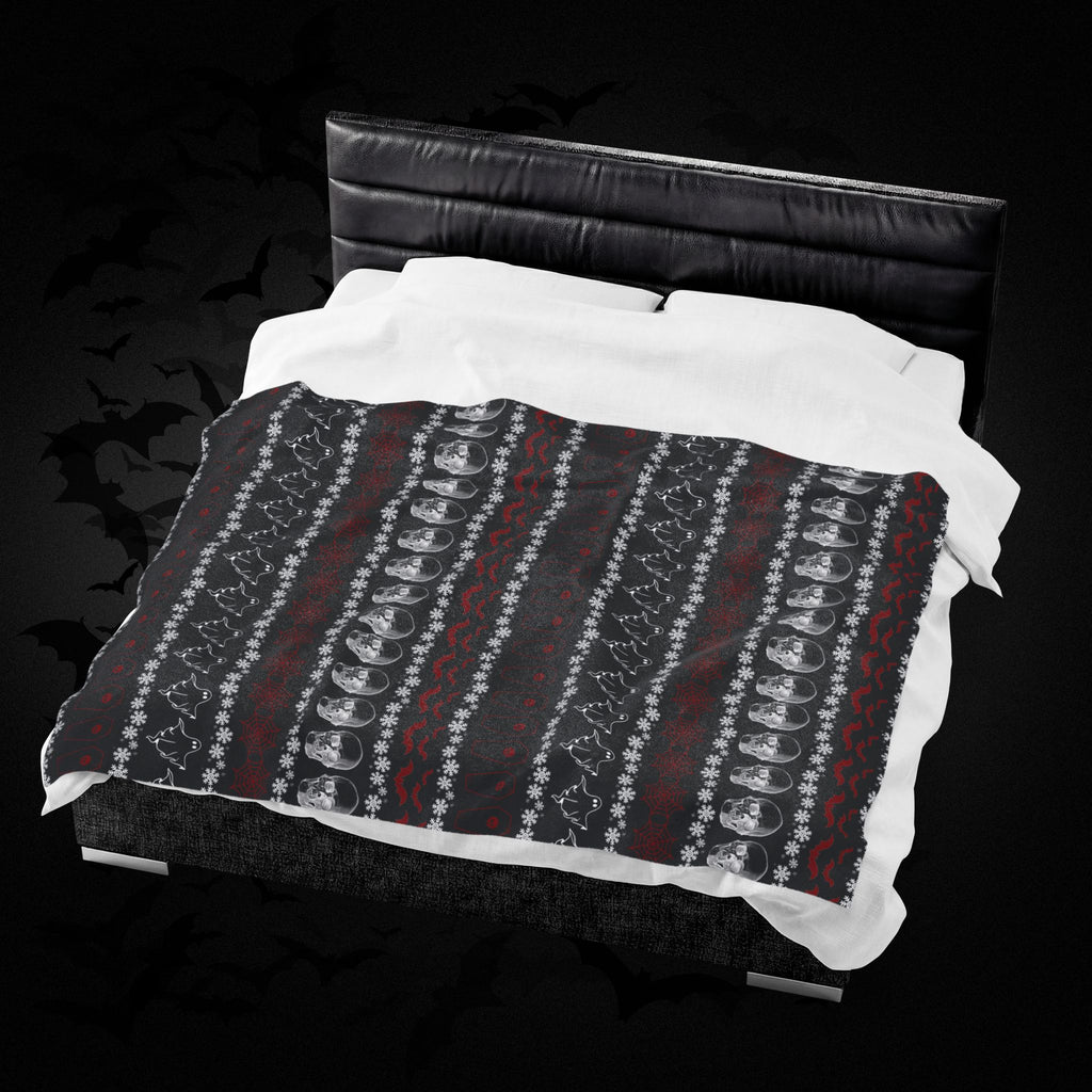 Merry Creepmas Print Throw Blanket — Gothic Holiday Home Decor