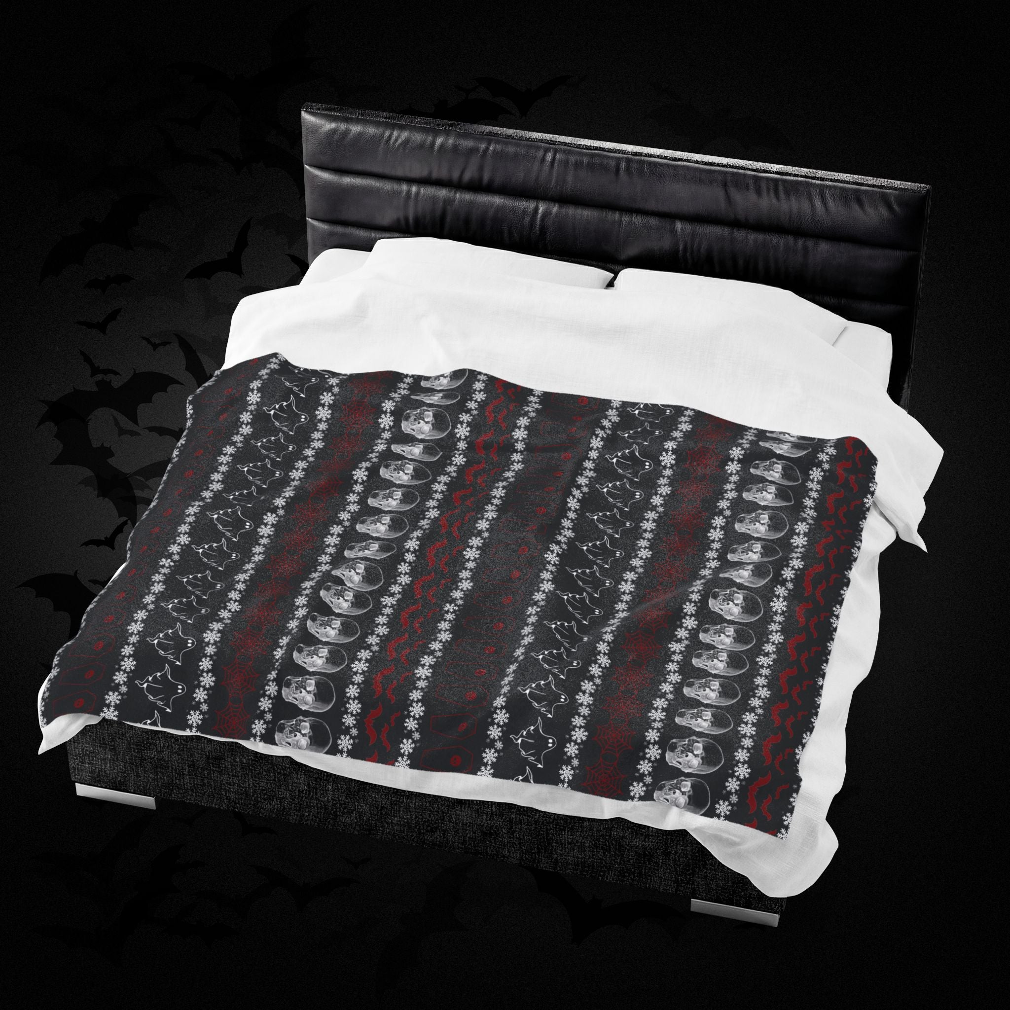 Merry Creepmas Print Throw Blanket — Gothic Holiday Home Decor