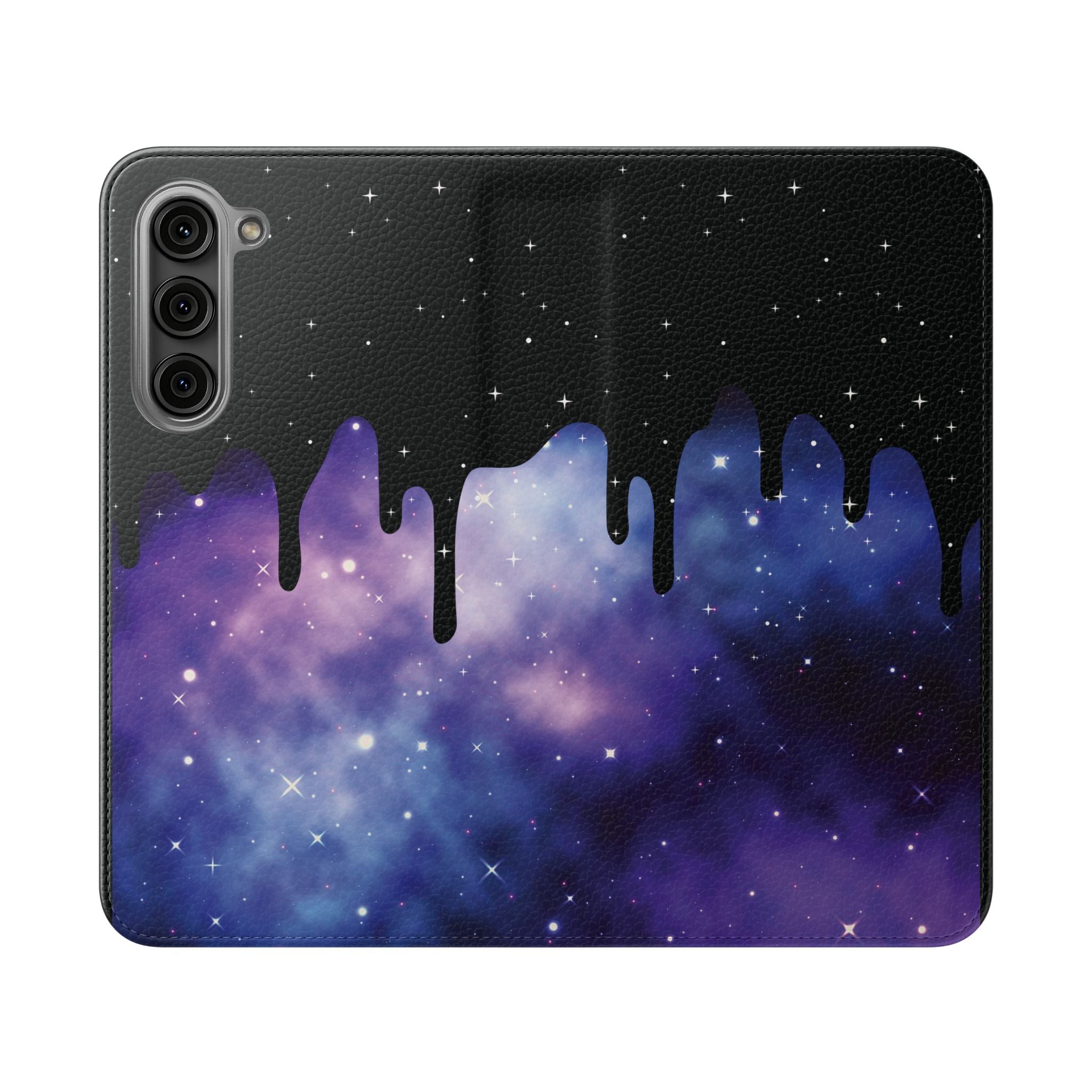 Pastel Goth Drippy Galaxy Flip Wallet Phone Case - Wallet Case for Samsung and iPhone - Gothic Style Wallet Phone Cases