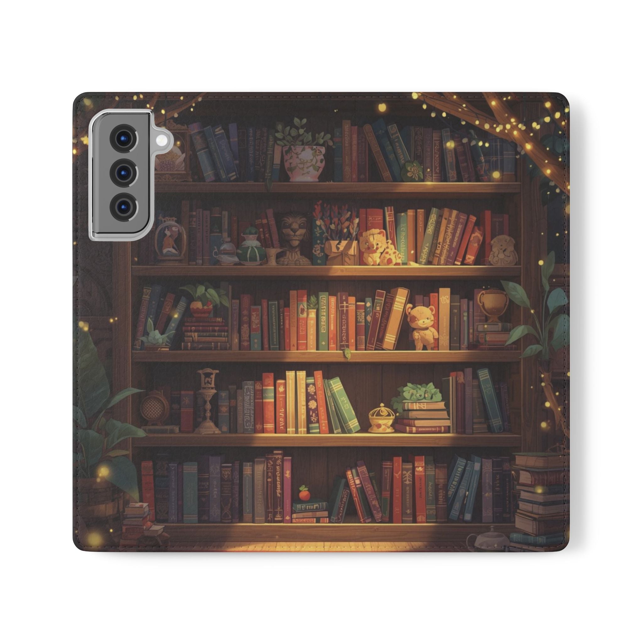 Whimsigoth Bookcase Wallet Flip Case - Romantasy Reader Phone Wallet - Book Pattern Flip Case - Bookish Phone Case