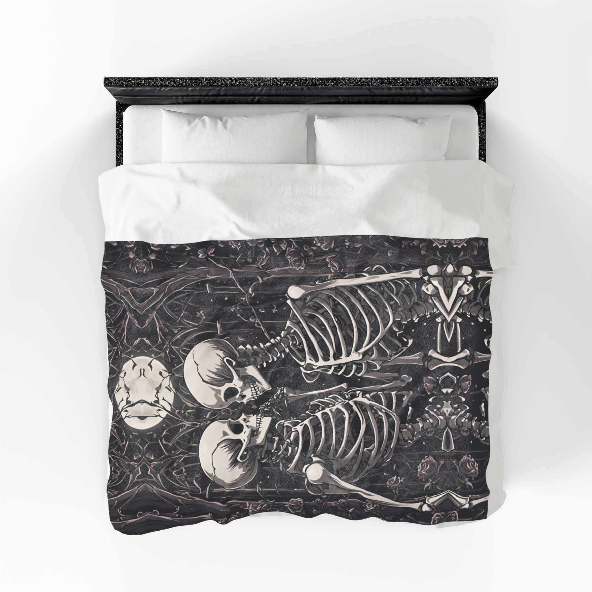 Gothic Skeletons in Love Throw Blanket — Dark Romance Valloween Decor