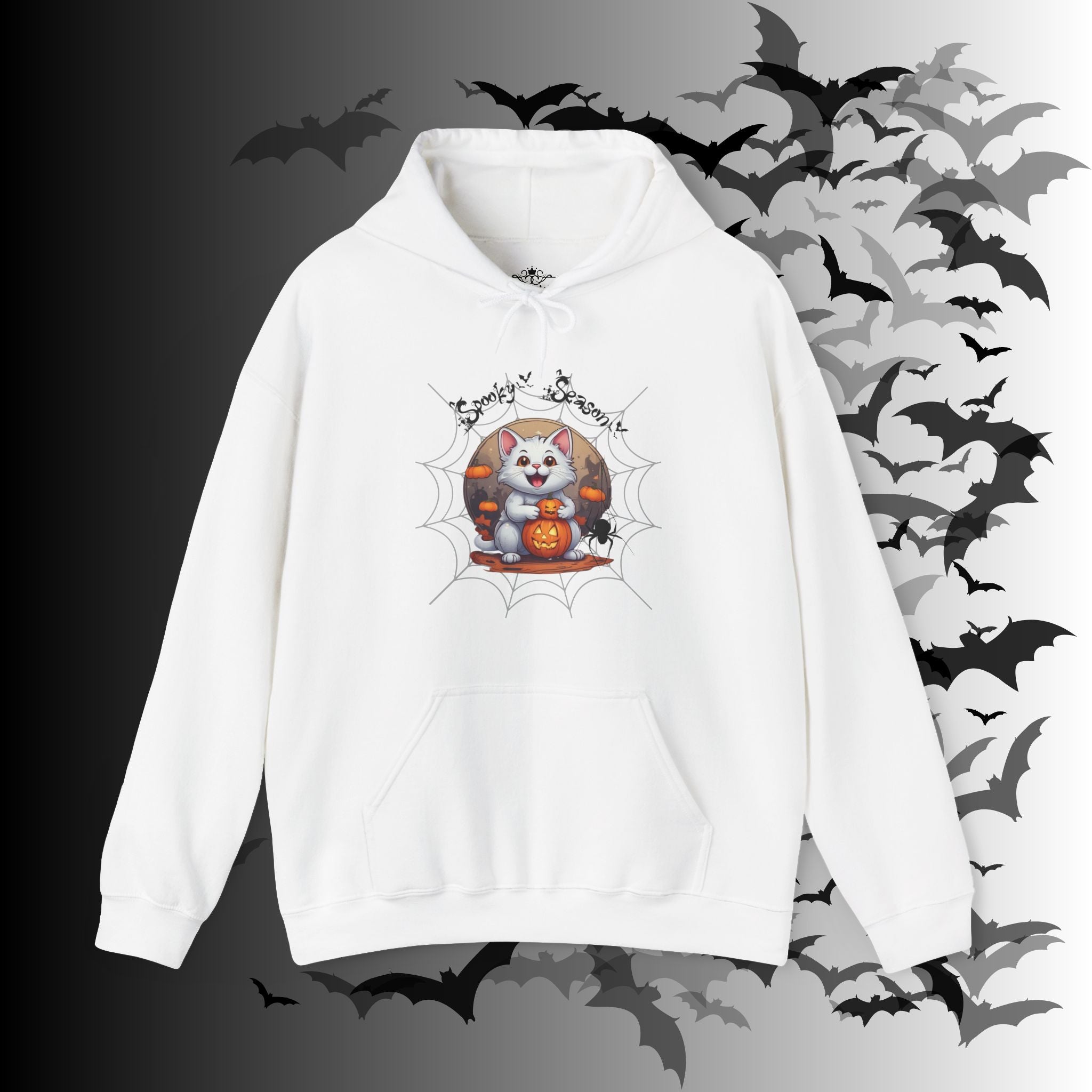Spooky Season Cat Hoodie — Kawaii Halloween Pumpkin Pullover