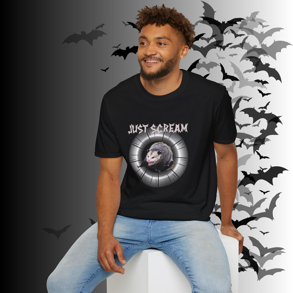 "Just Scream" Possum T-Shirt — Edgy Humor Gothic Tee