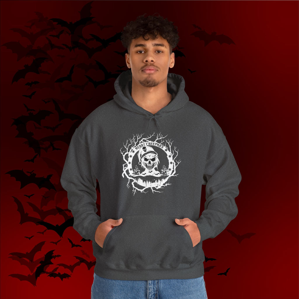 Merry Creepmas Hoodie — Gothic Christmas Skull Santa Pullover