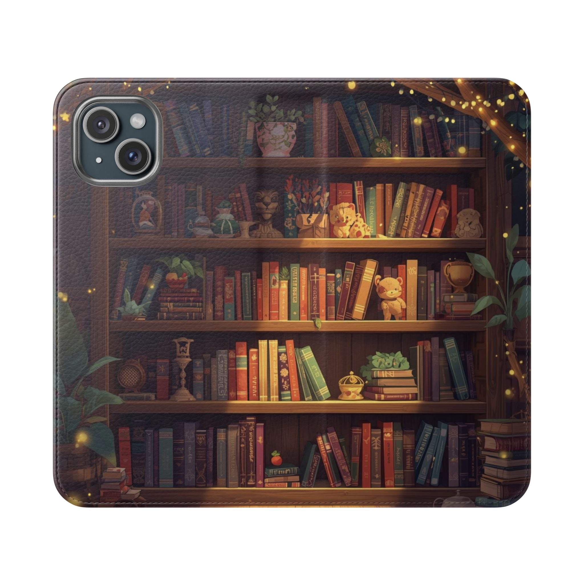 Whimsigoth Bookcase Wallet Flip Case - Romantasy Reader Phone Wallet - Book Pattern Flip Case - Bookish Phone Case