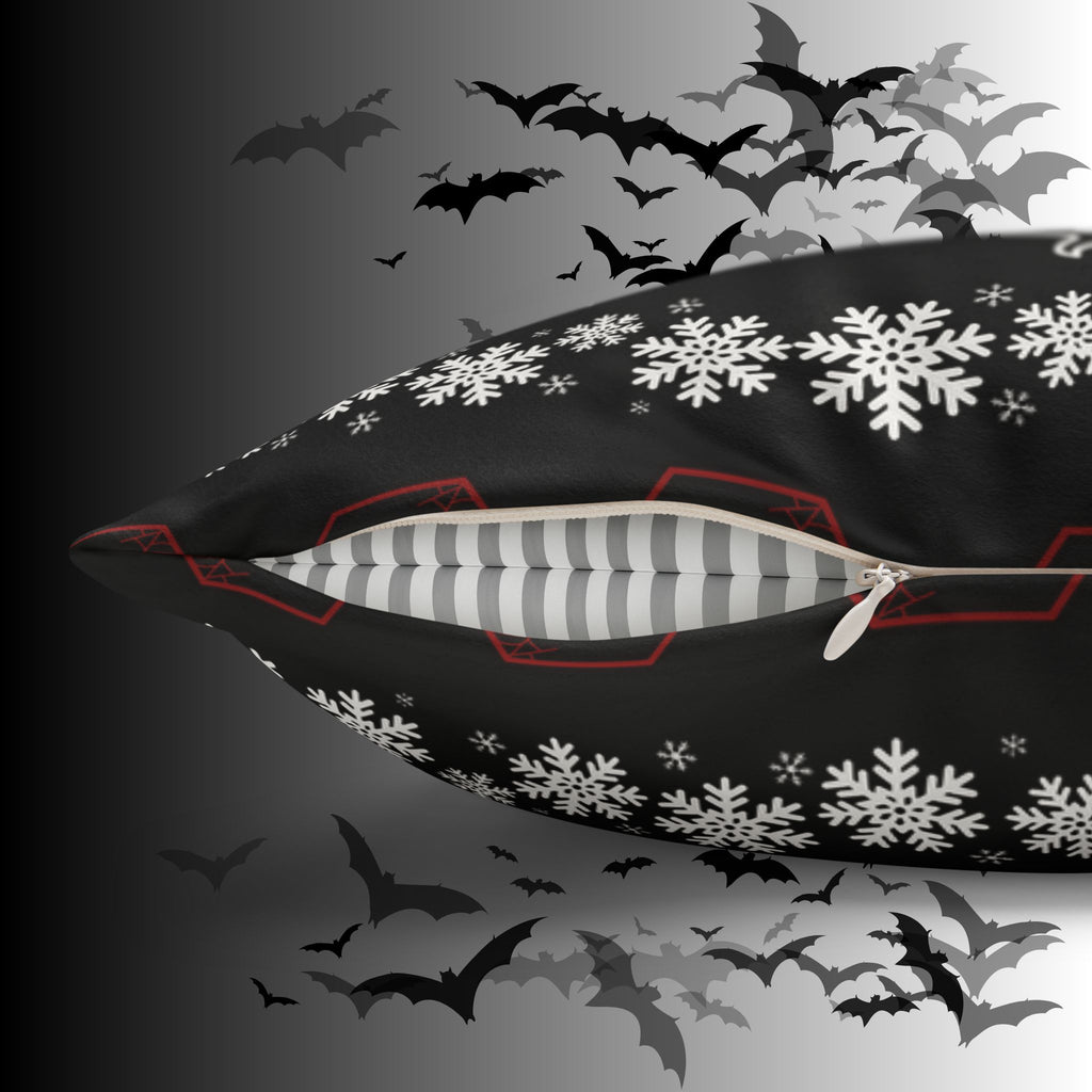 Merry Creepmas Gothic Ugly Sweater Throw Pillow — Goth Holiday Dark Home Decor